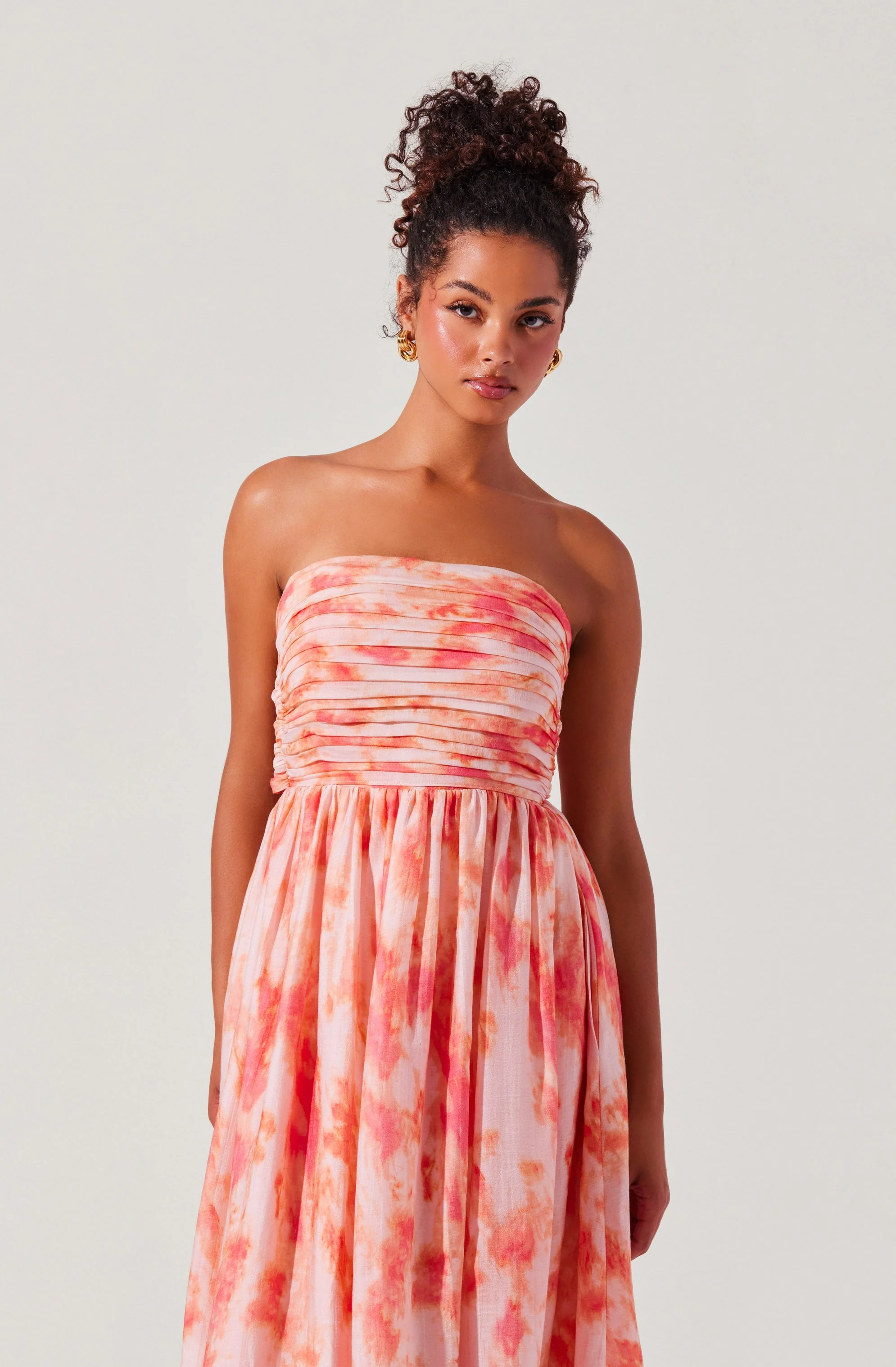 Aneesha Strapless Pleated Dress