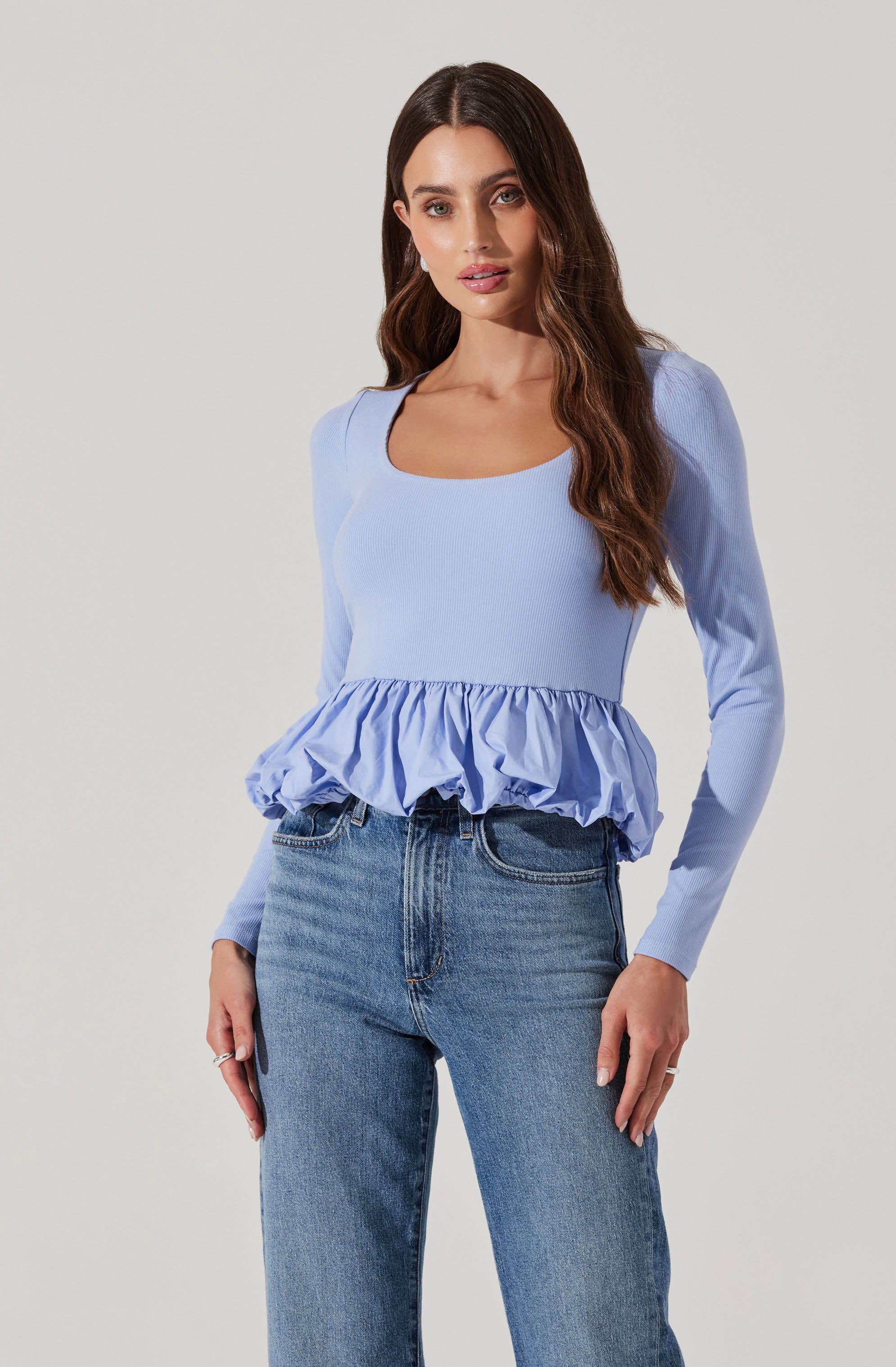 Bubble Hem Peplum Top