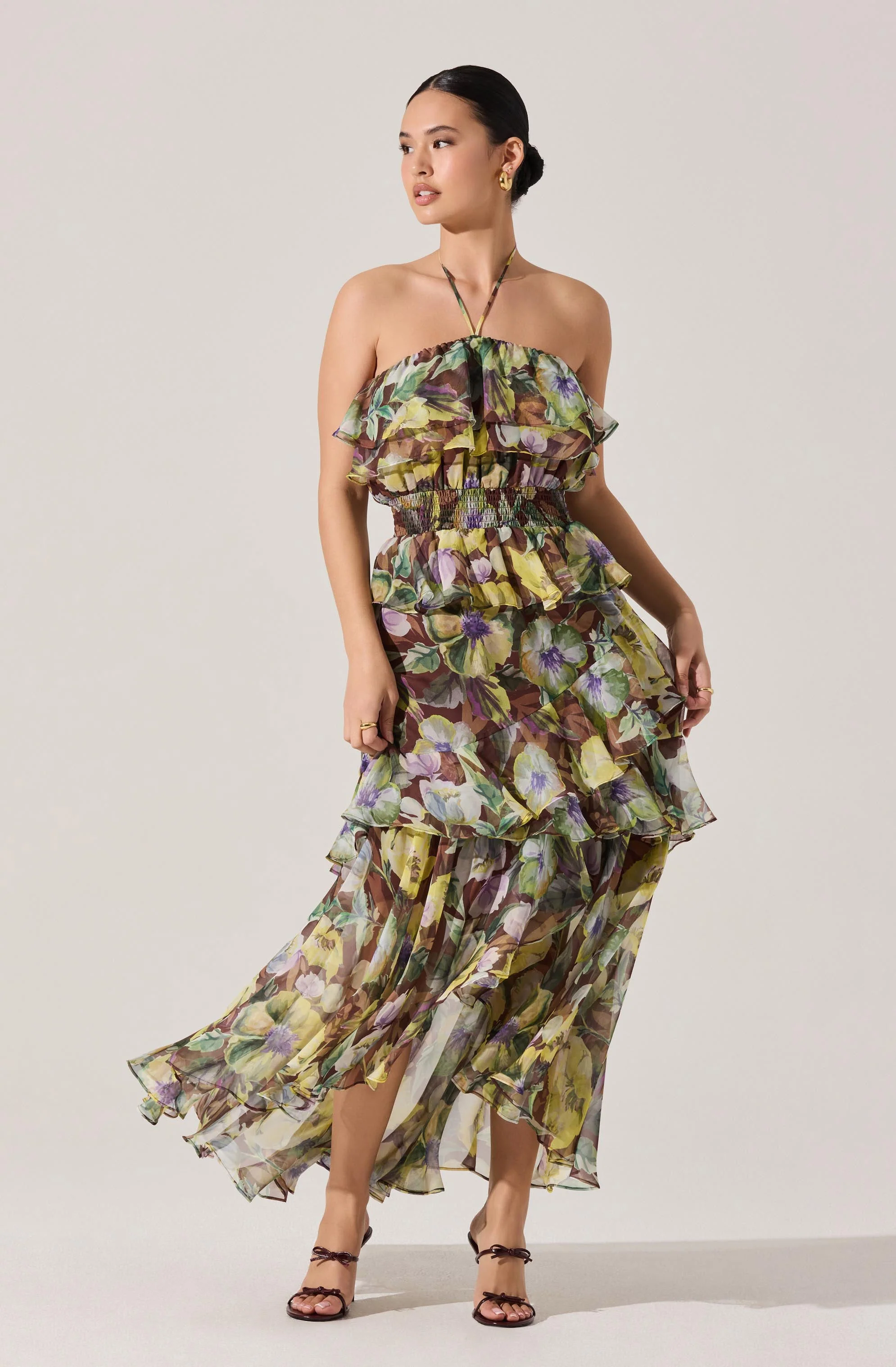 Elena Floral Halter Maxi Dress