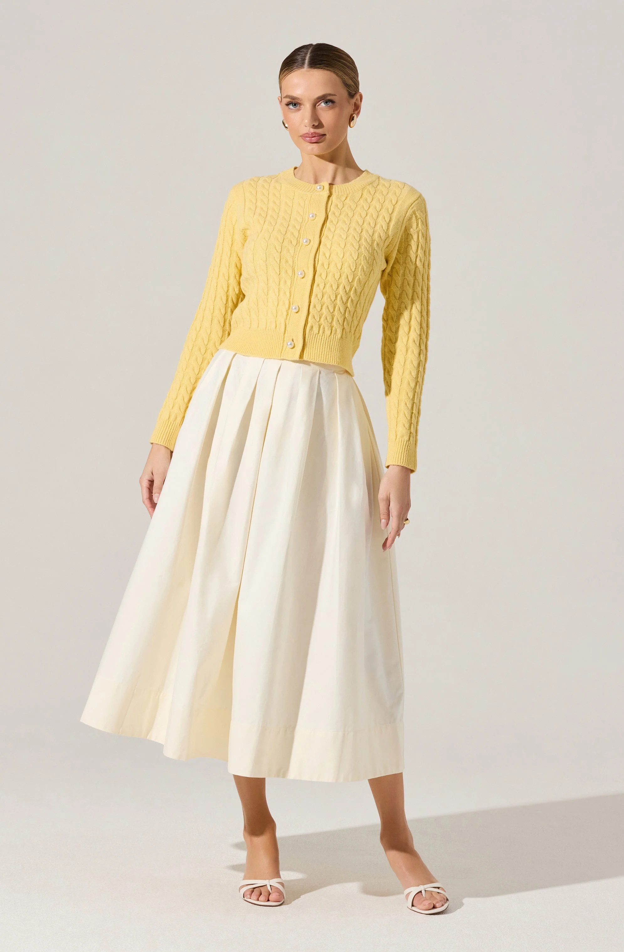Full Flared Poplin Midi Skirt