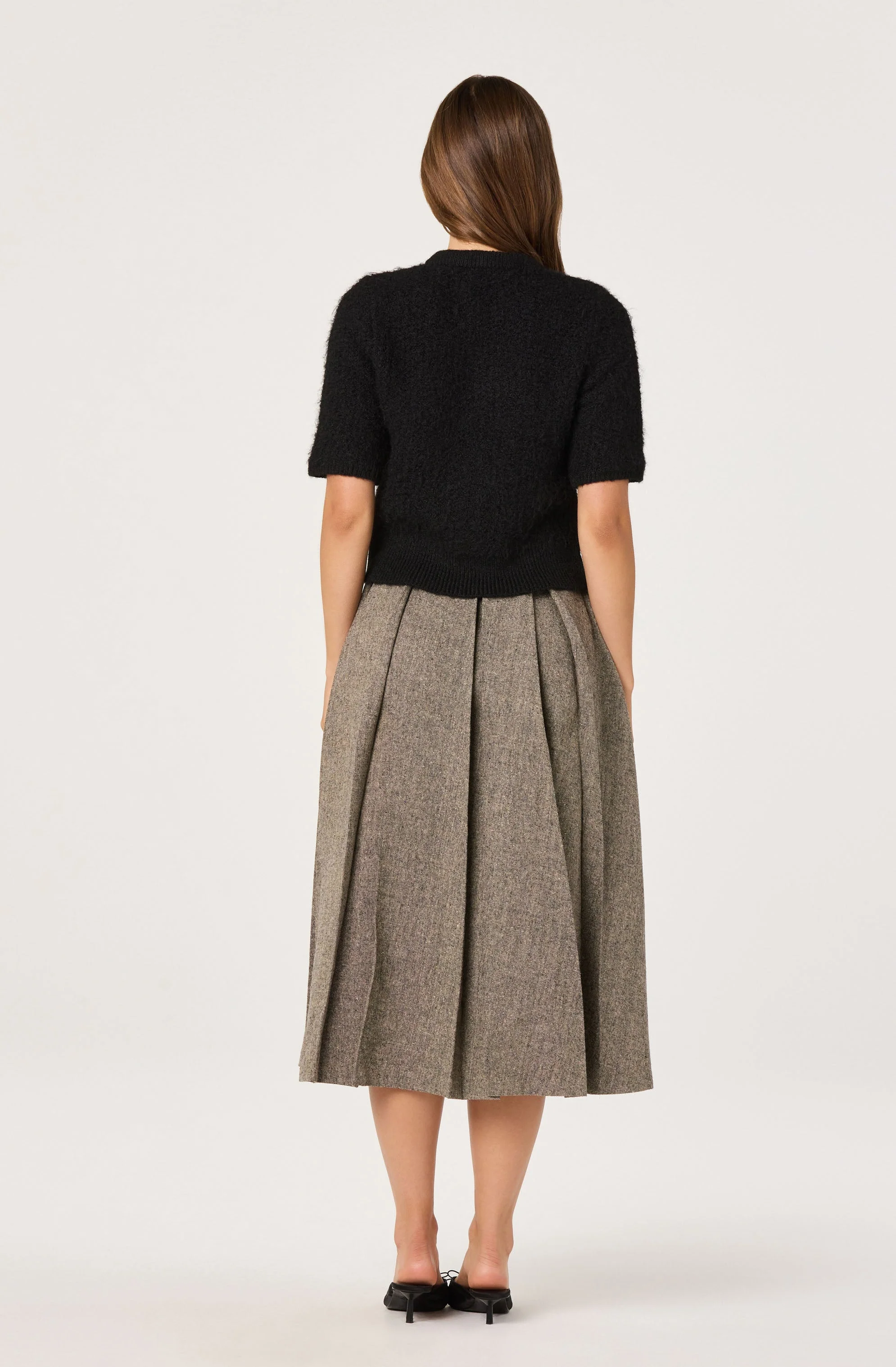 Wide Pleat Midi Skirt