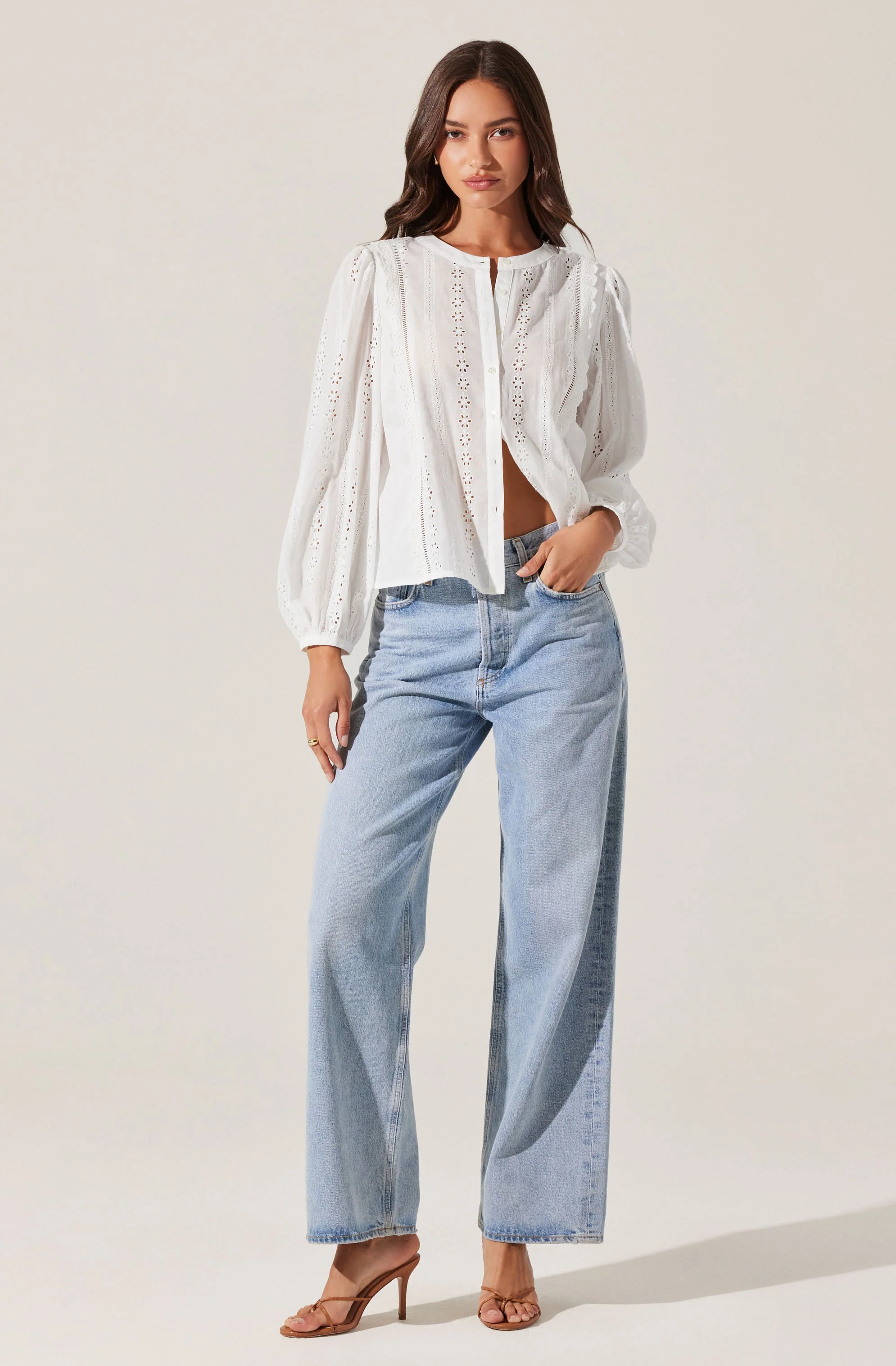 Aneska Broderie Button Up Top