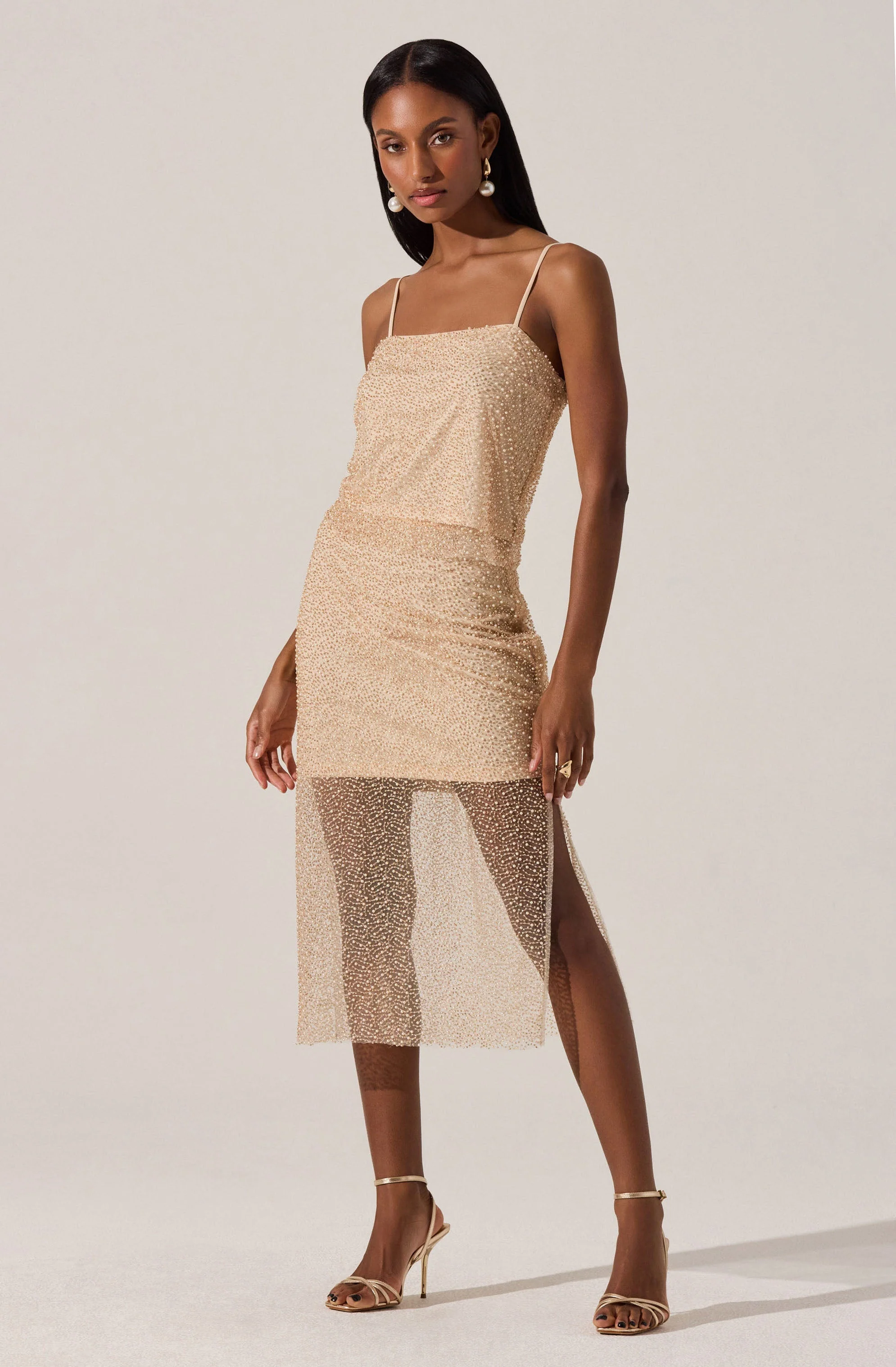 Messina Pearl Embellished Midi Skirt