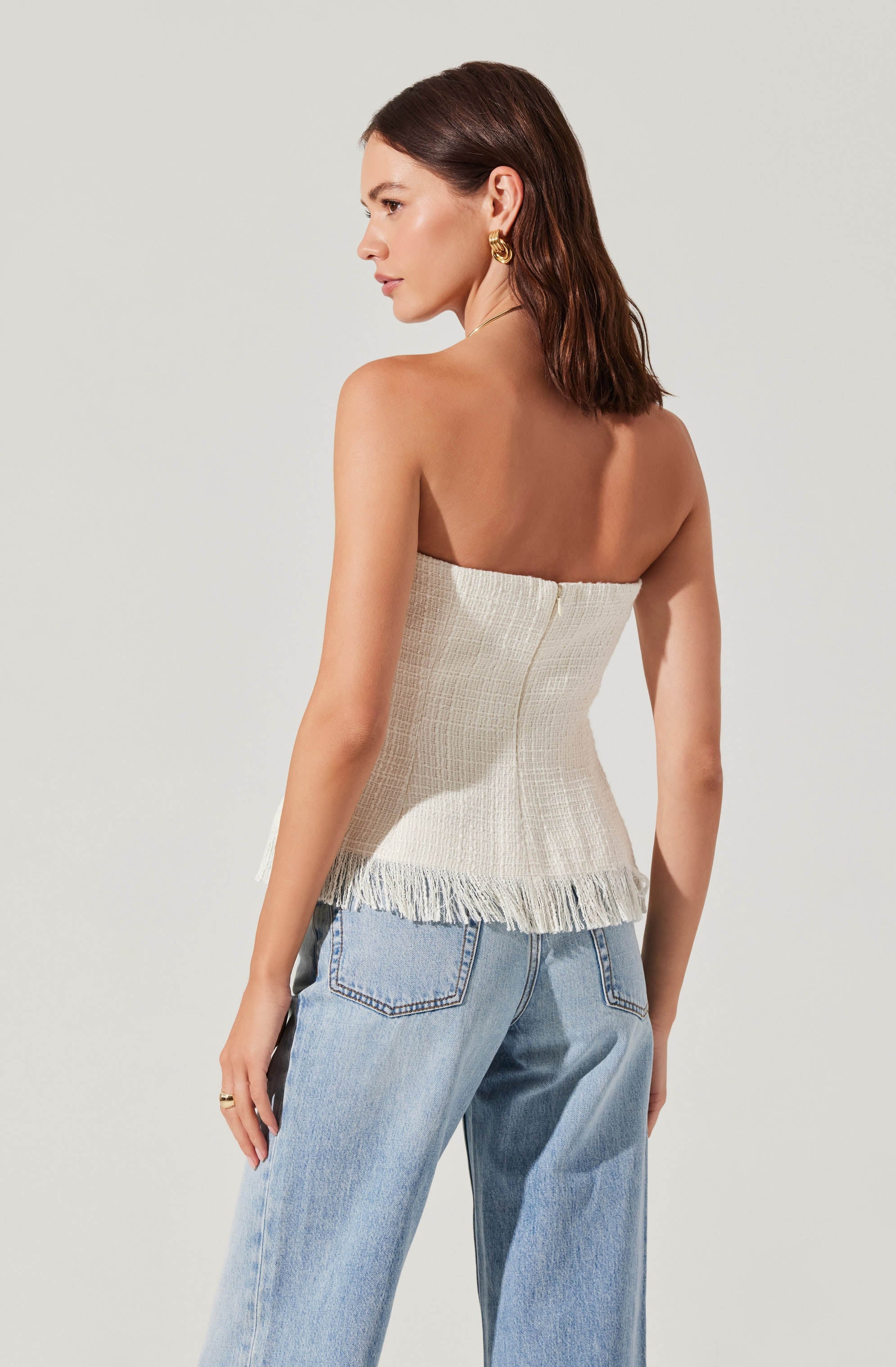 Lorene Tweed Strapless Top