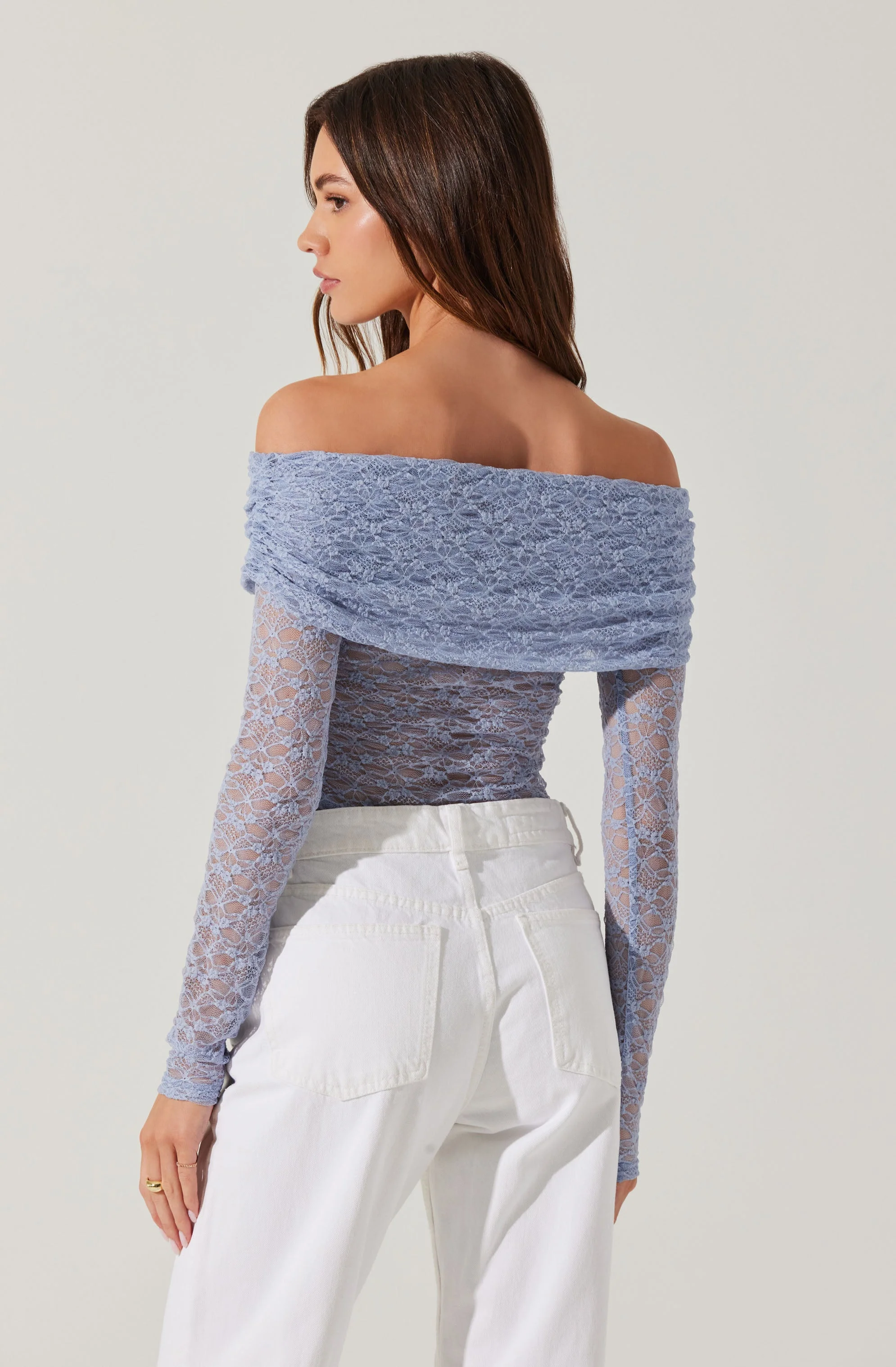 Diamante Lace Off Shoulder Top