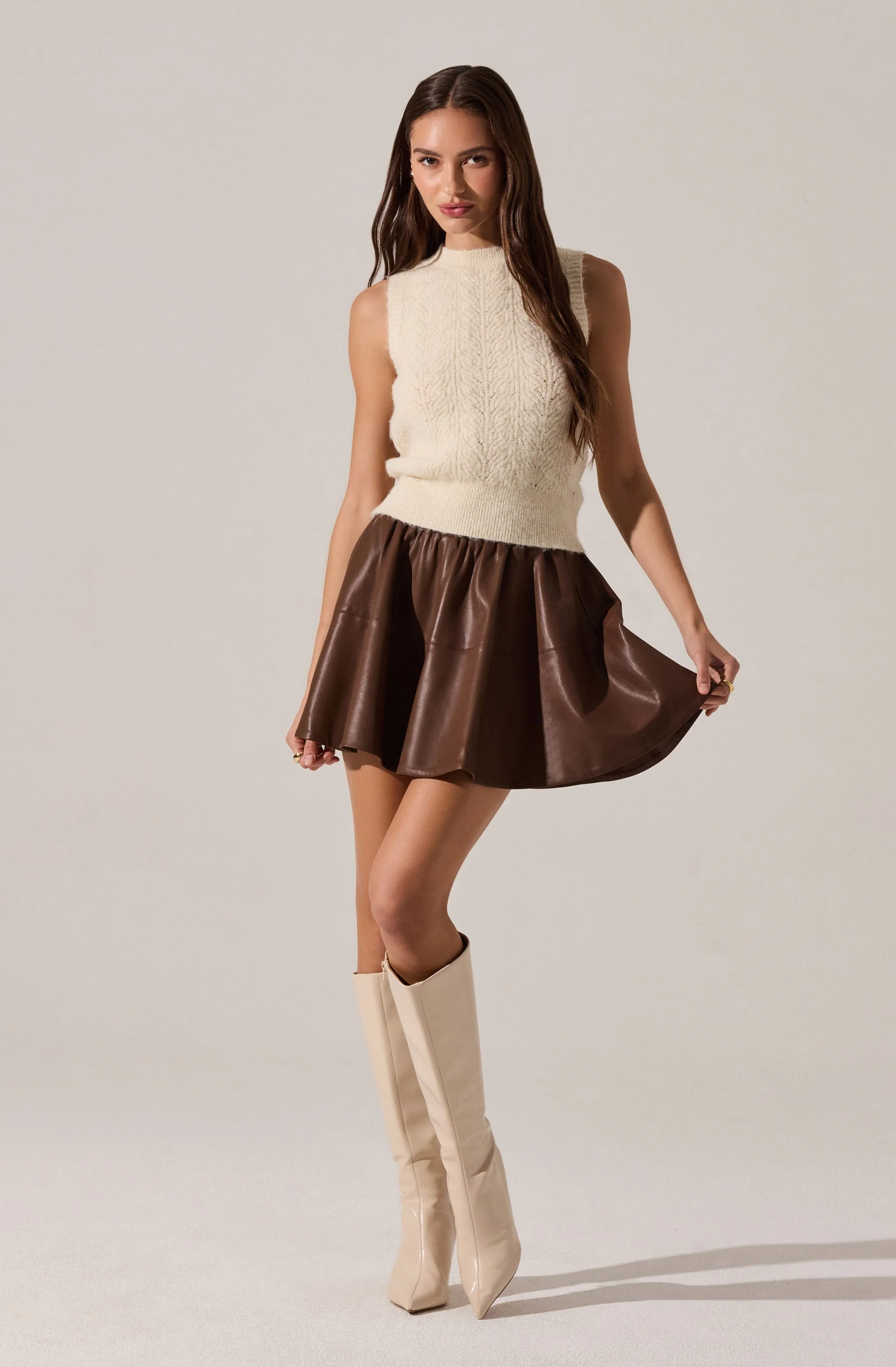 Chelsey Flared Faux Leather Skirt