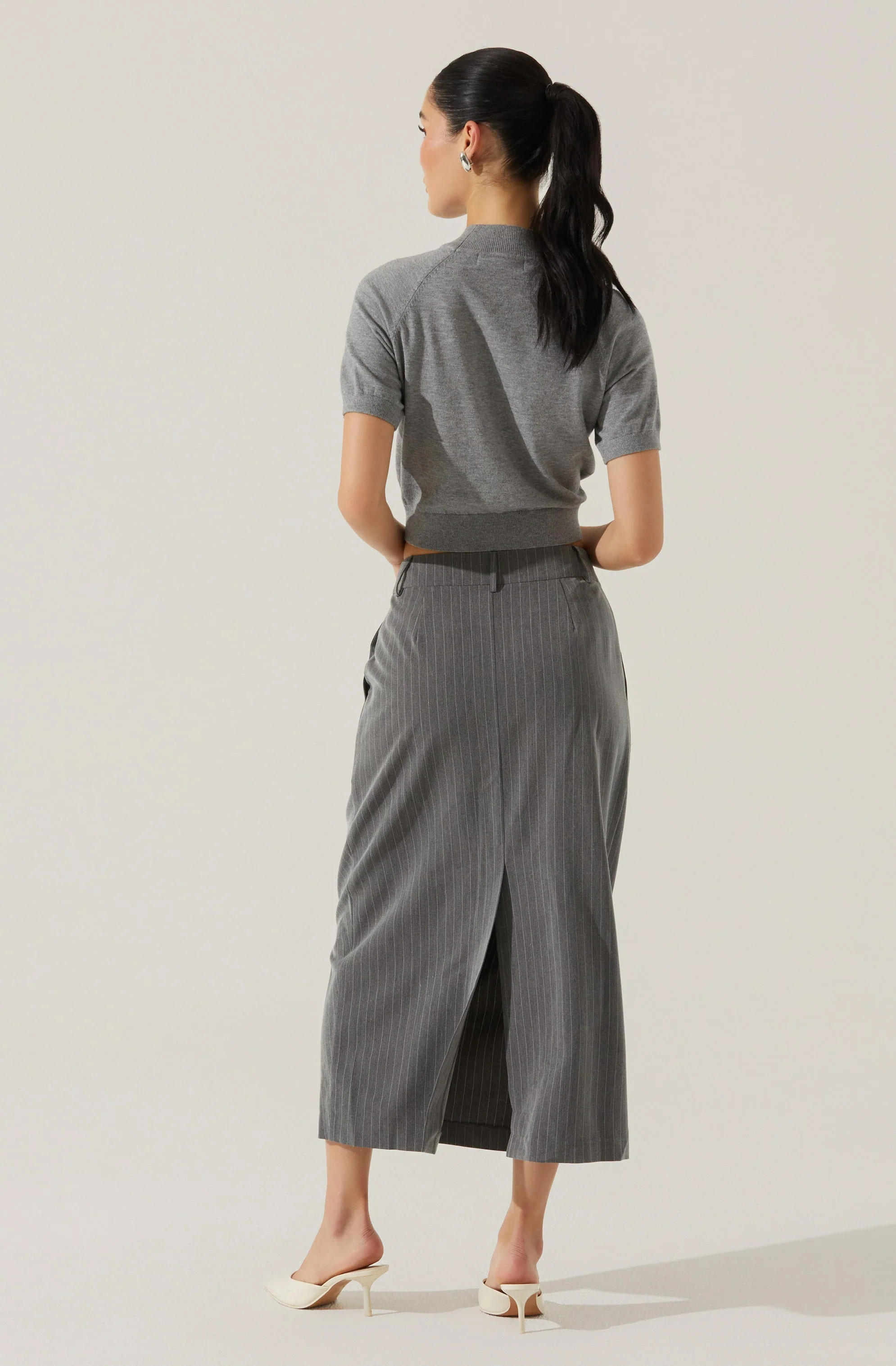 Pinstripe Asymmetrical Waist Skirt