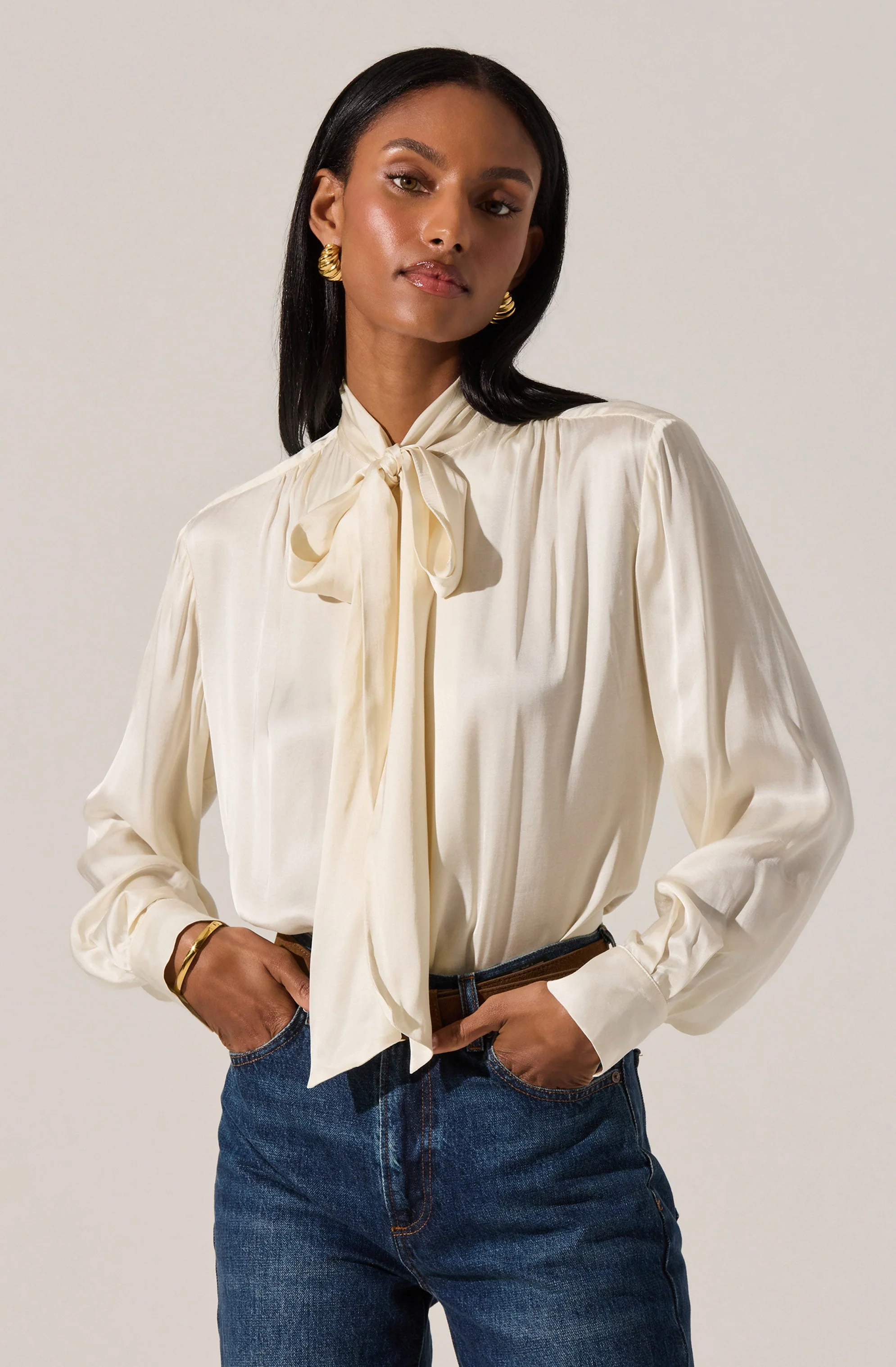 Mabry Satin Bow Tie Top
