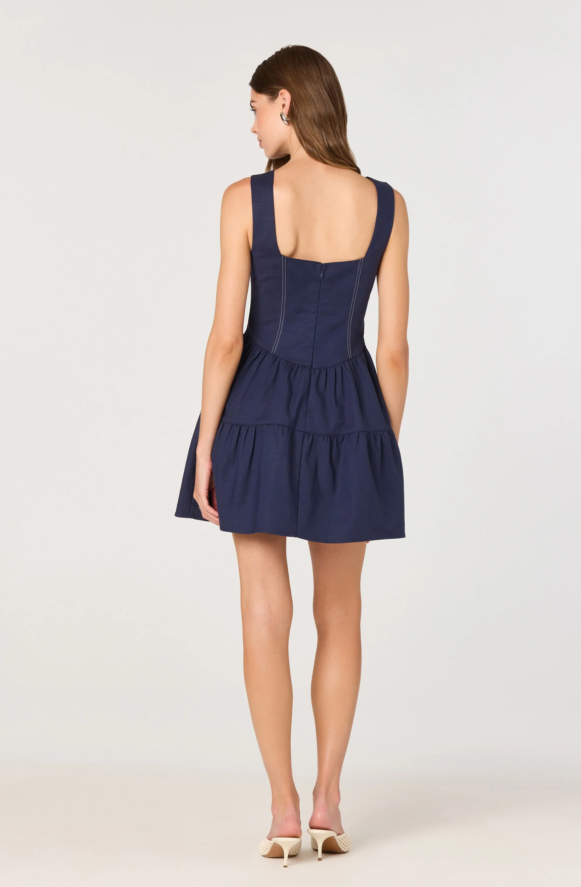 Tiered Stitch Detail Mini Dress