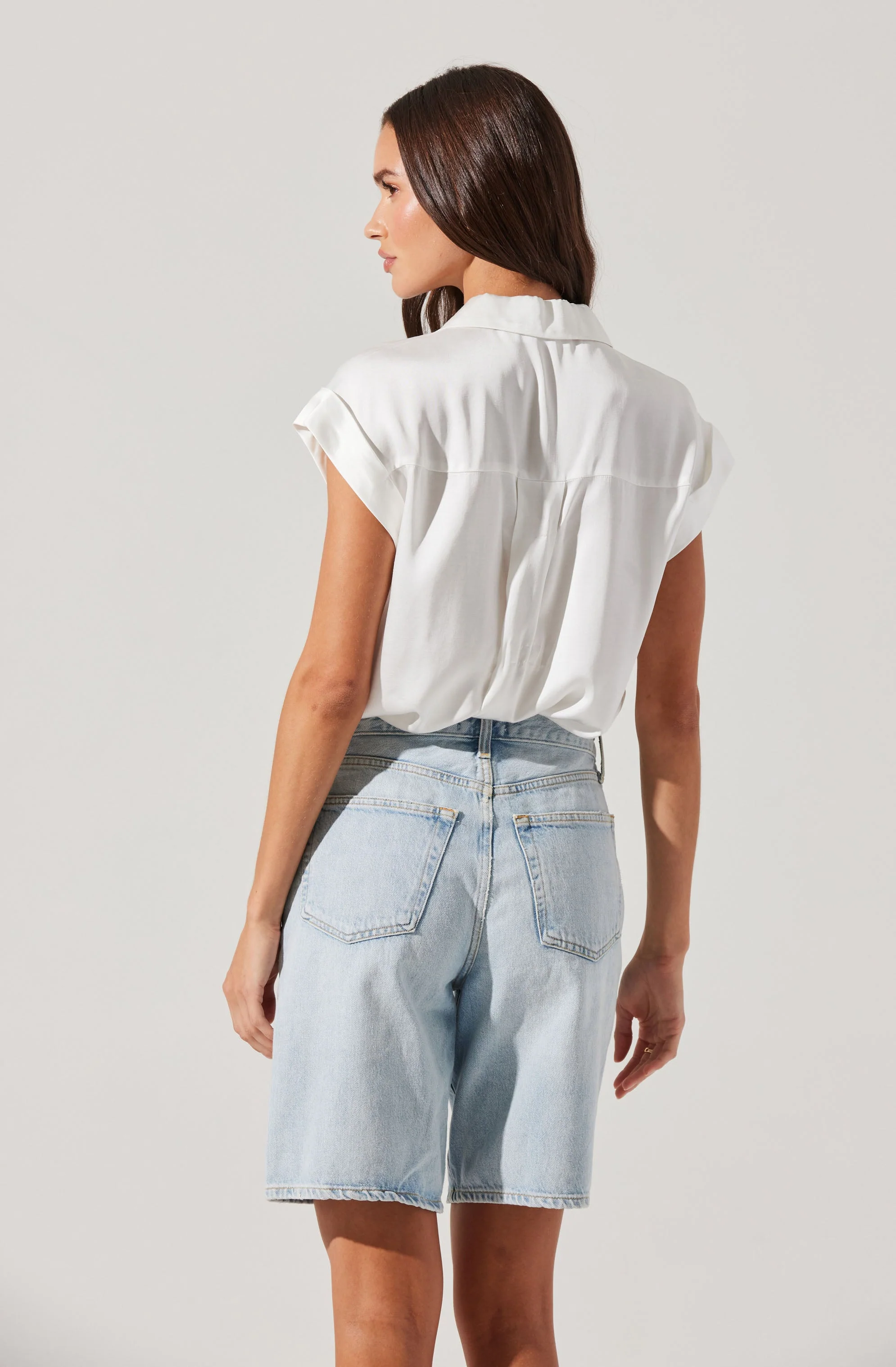 Callen Satin Button Up Top