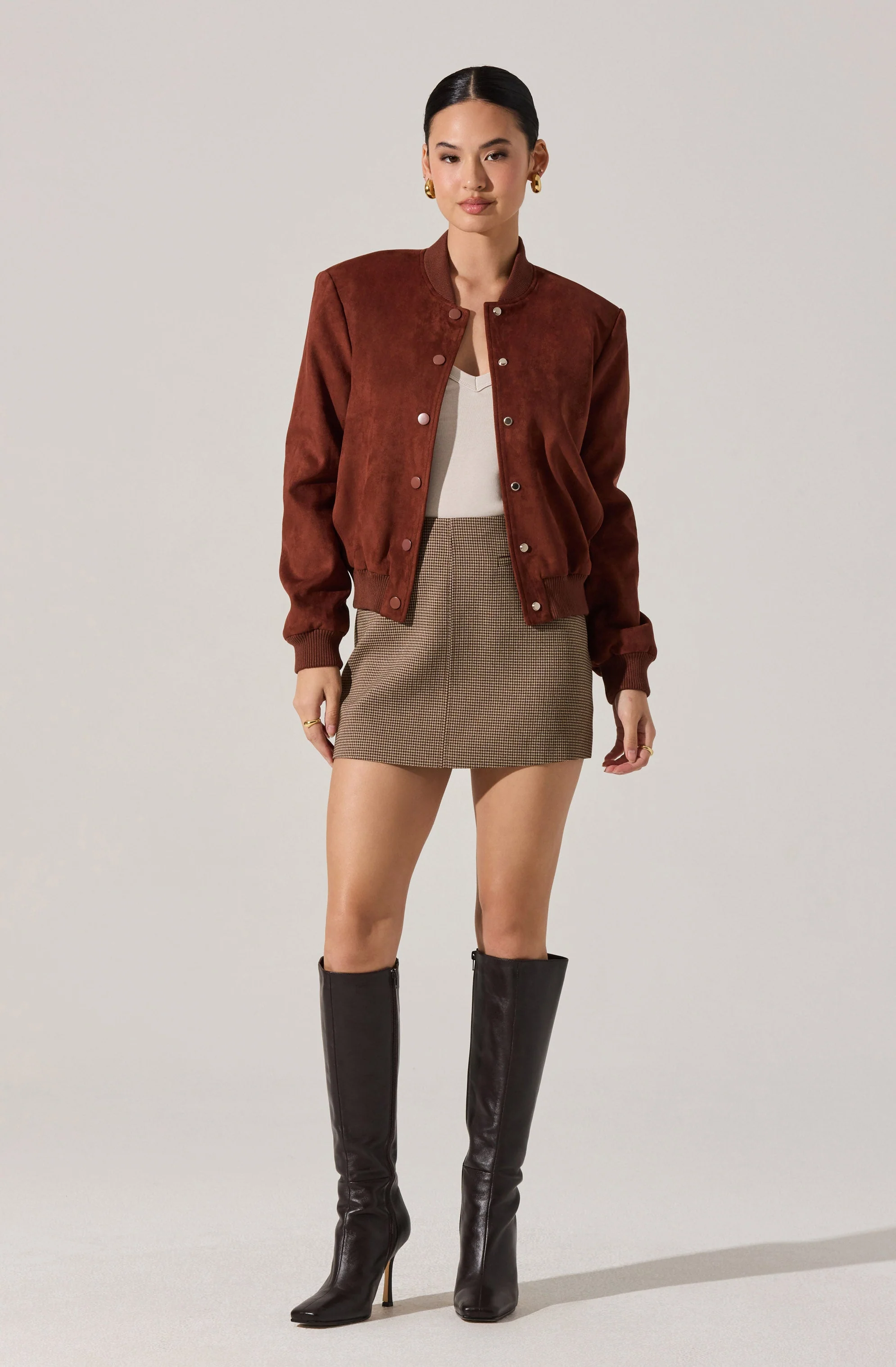 Olenna Faux Suede Bomber Jacket