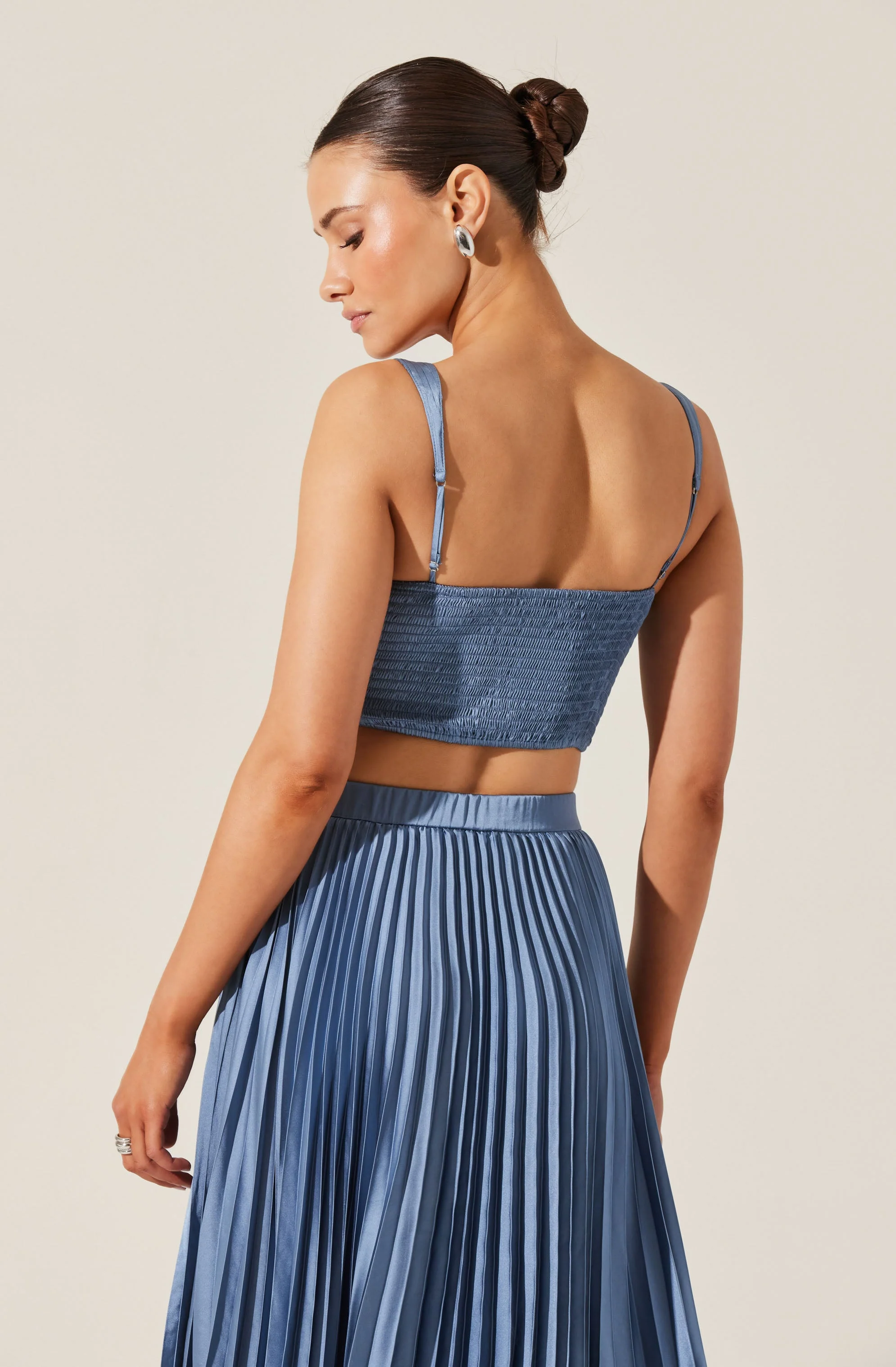 Satin Pleated Crop Top