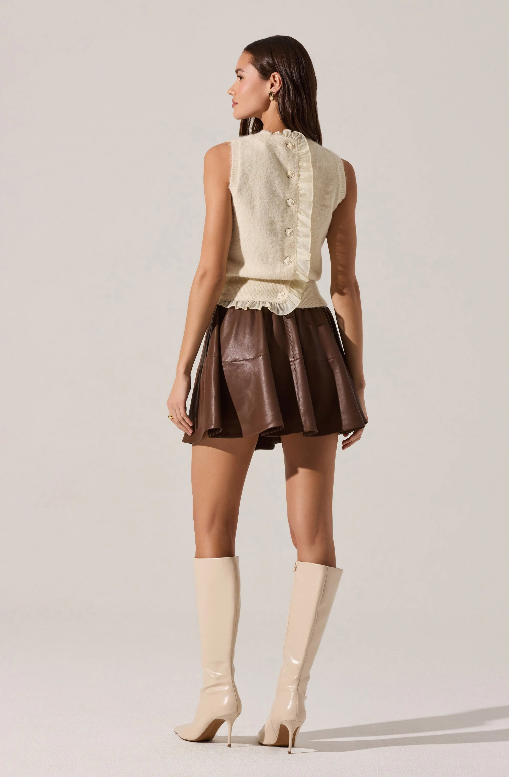 Chelsey Flared Faux Leather Skirt