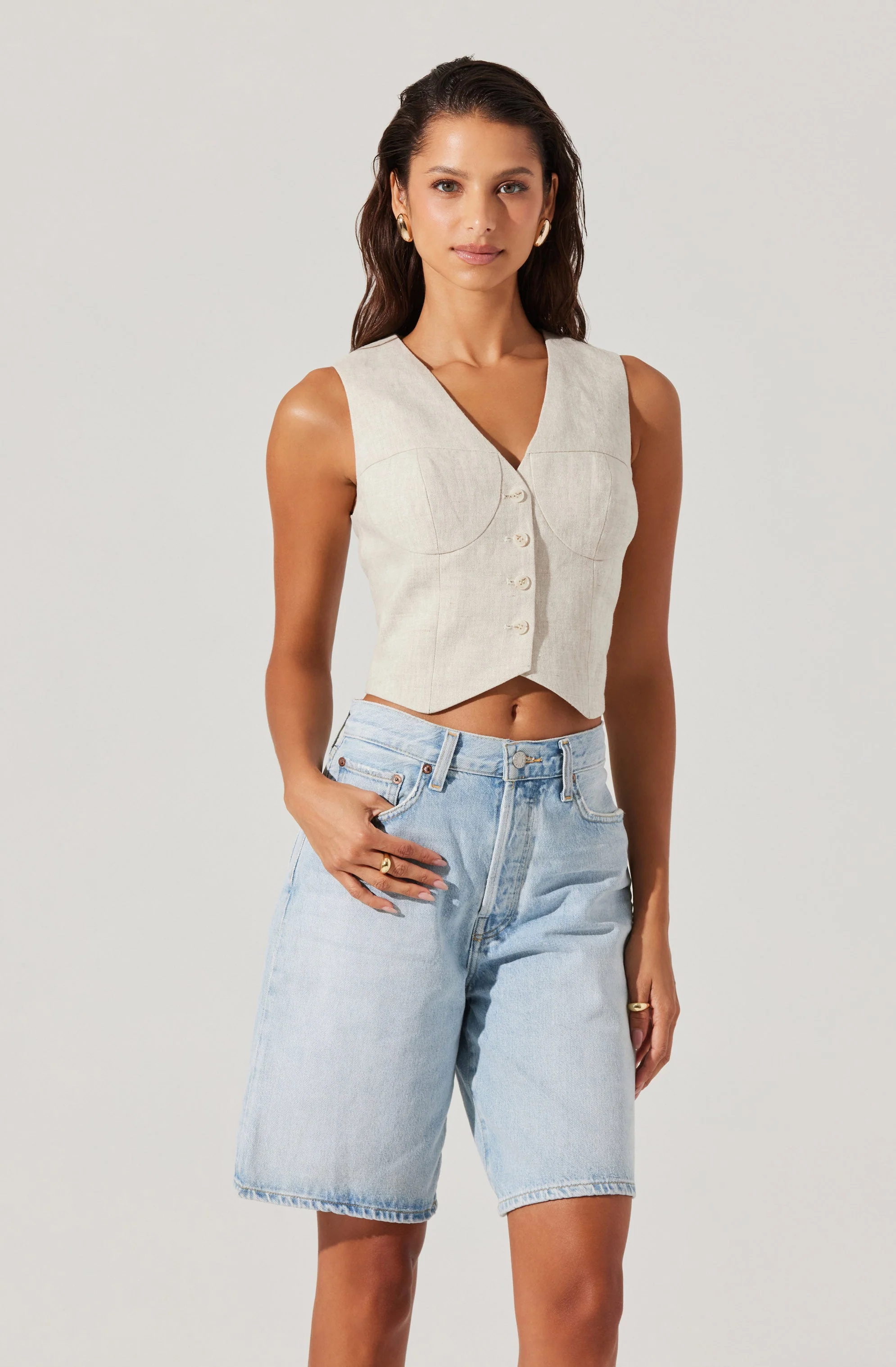 Ossa Linen Cropped Vest