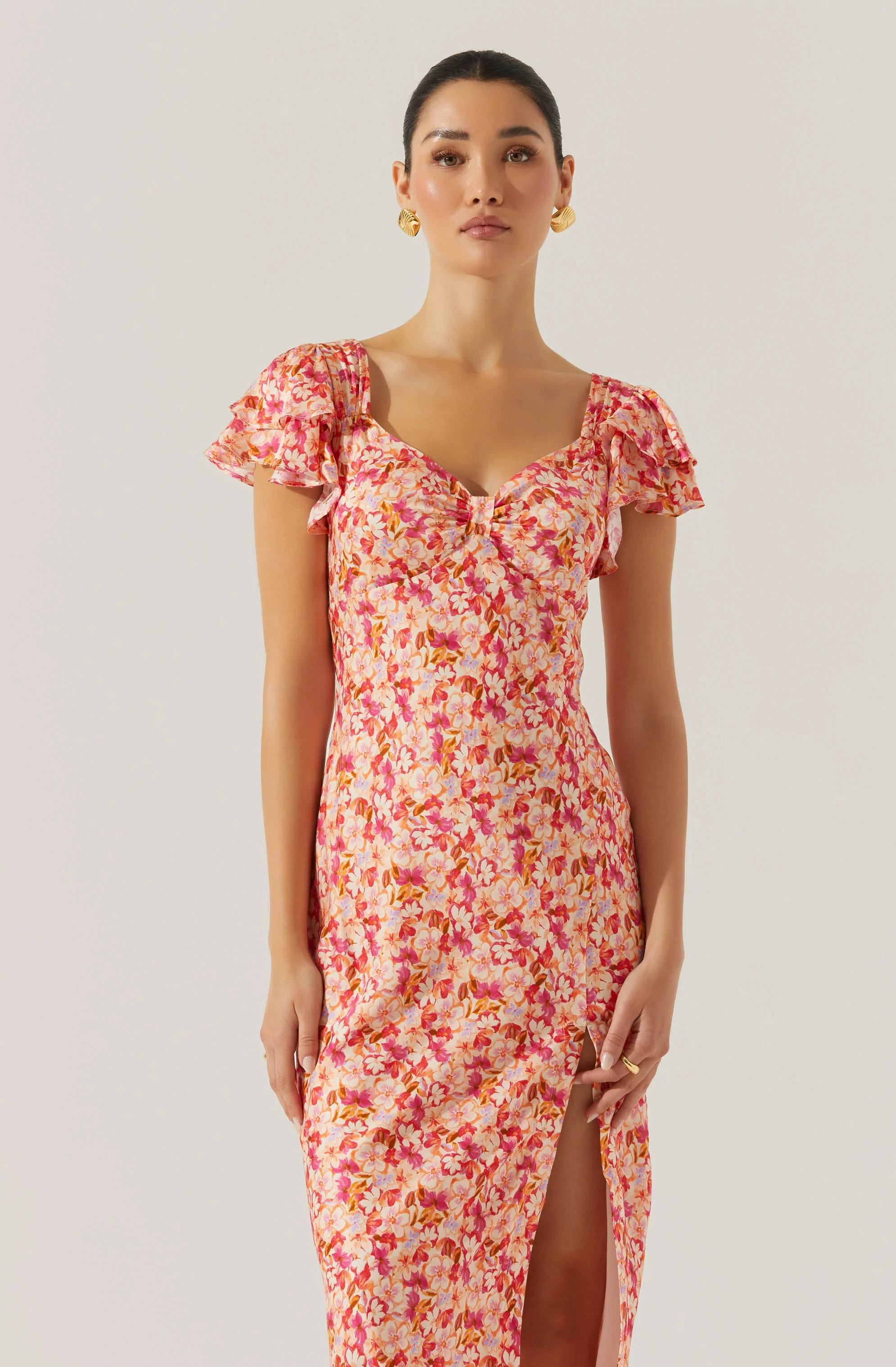 Maisy Floral Flutter Sleeve Midi Dress