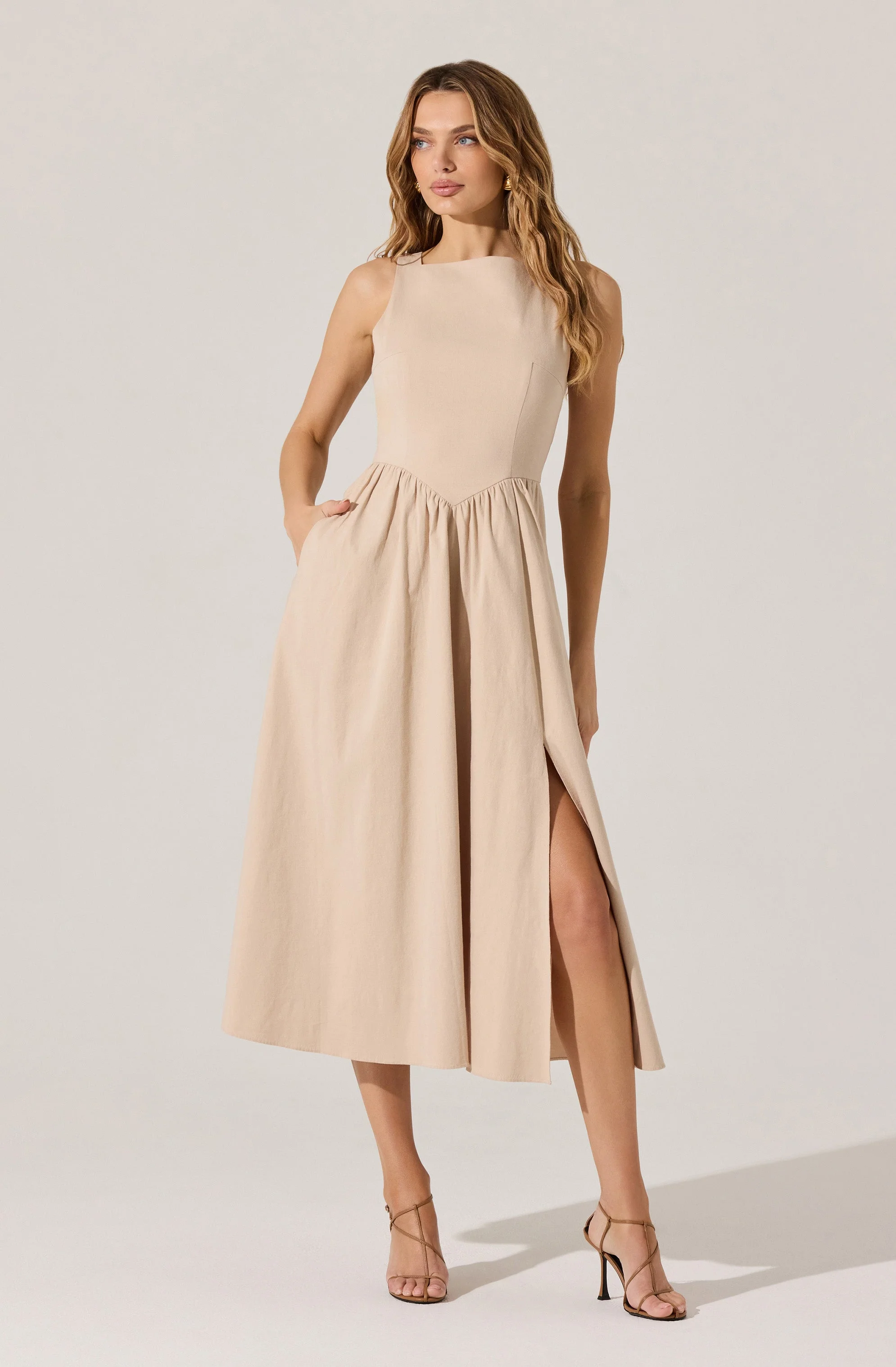 Bow Back Apron Midi Dress