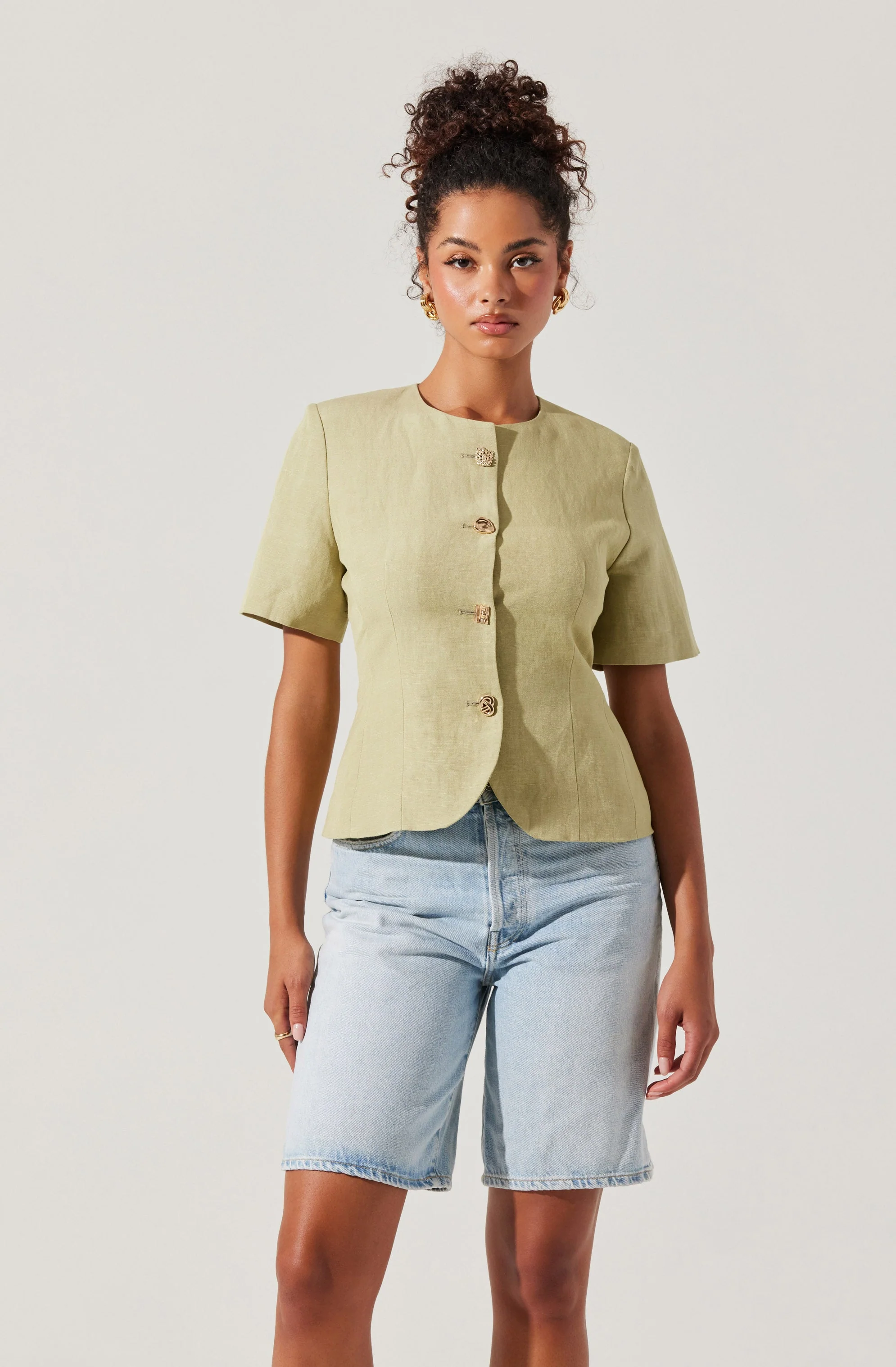 Saige Cutaway Linen Blend Jacket