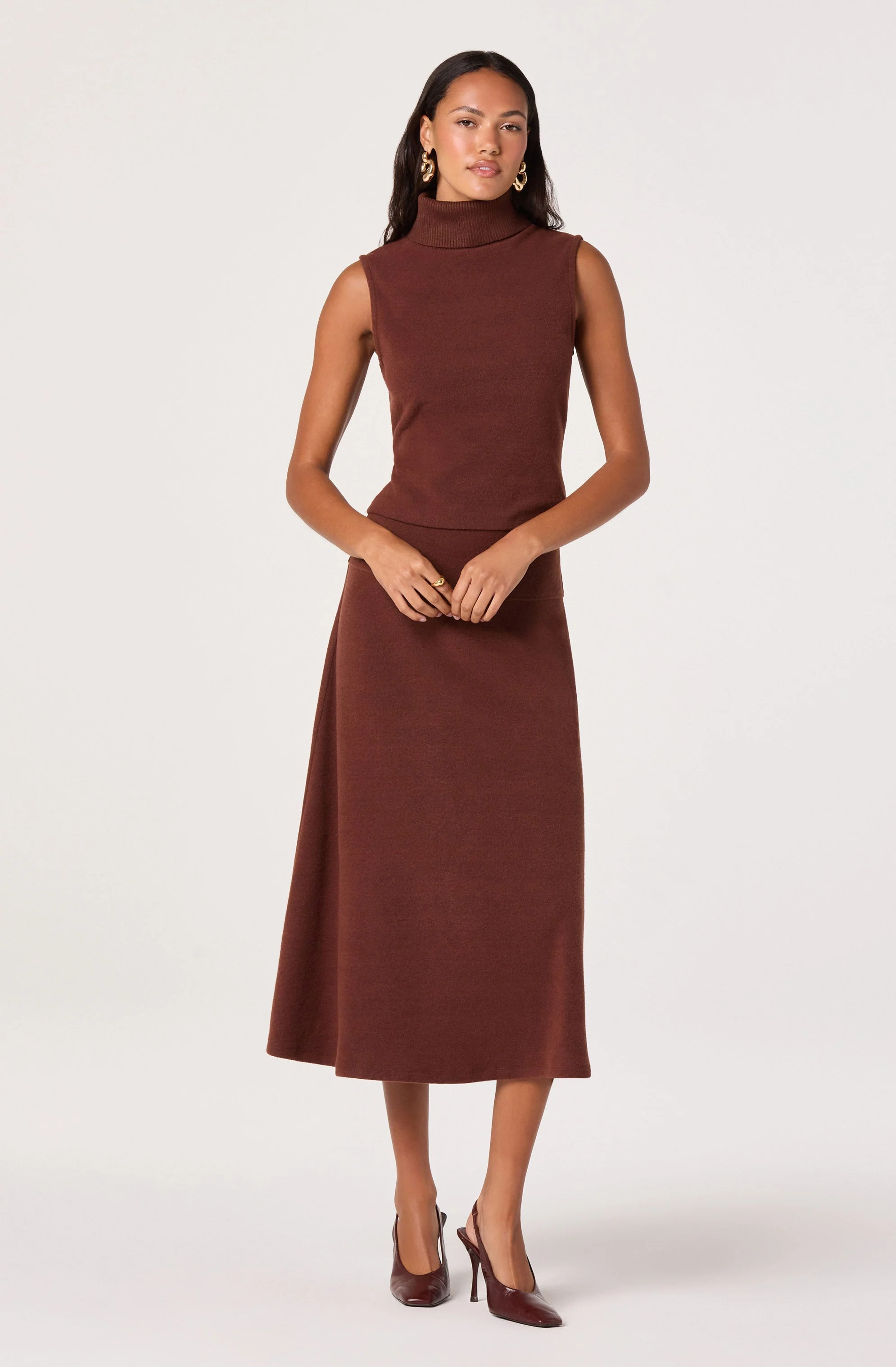 Knit A-line Midi Skirt