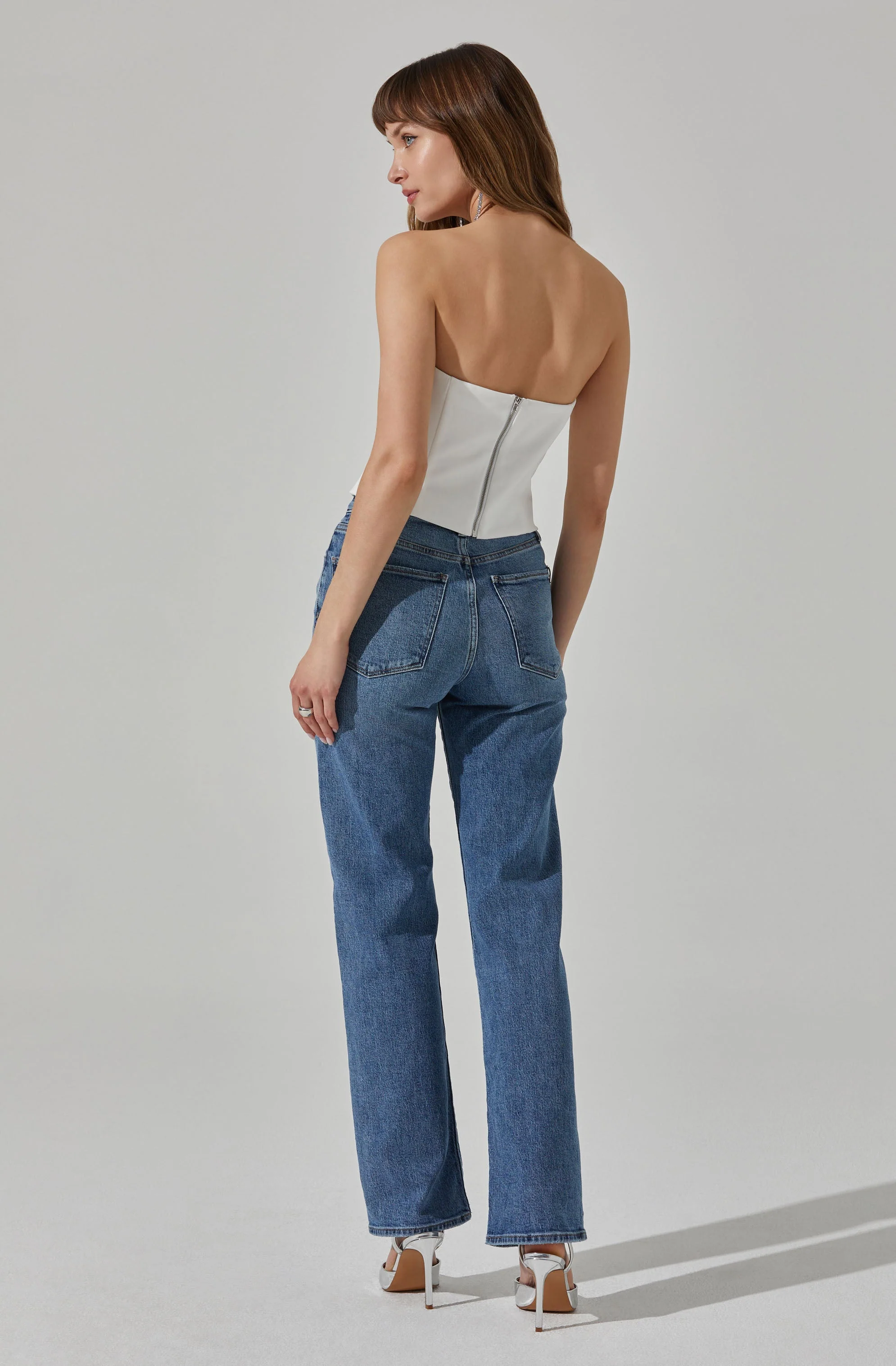 Amell Strapless Rhinestone Trim Top