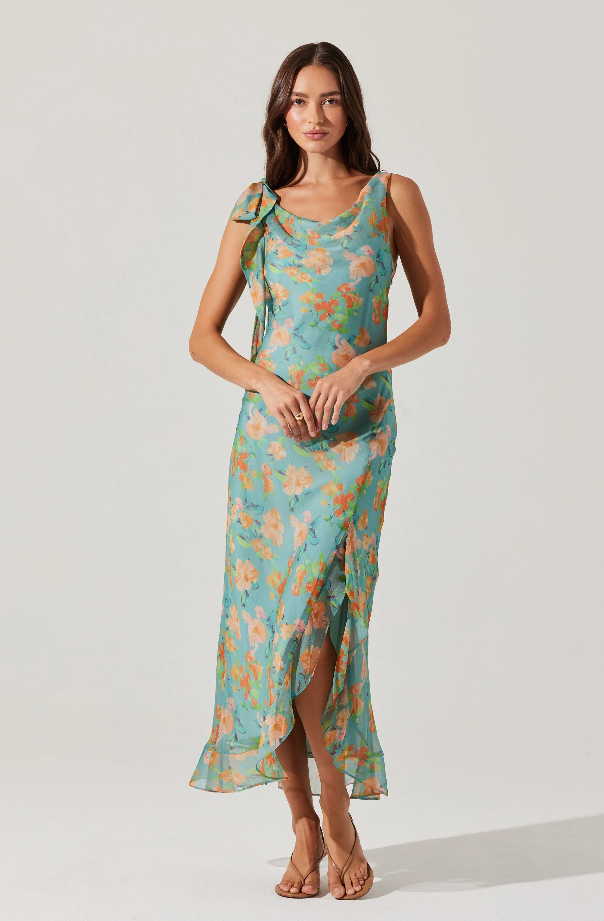 Isabelle Ruffled Cowl Neck Dress