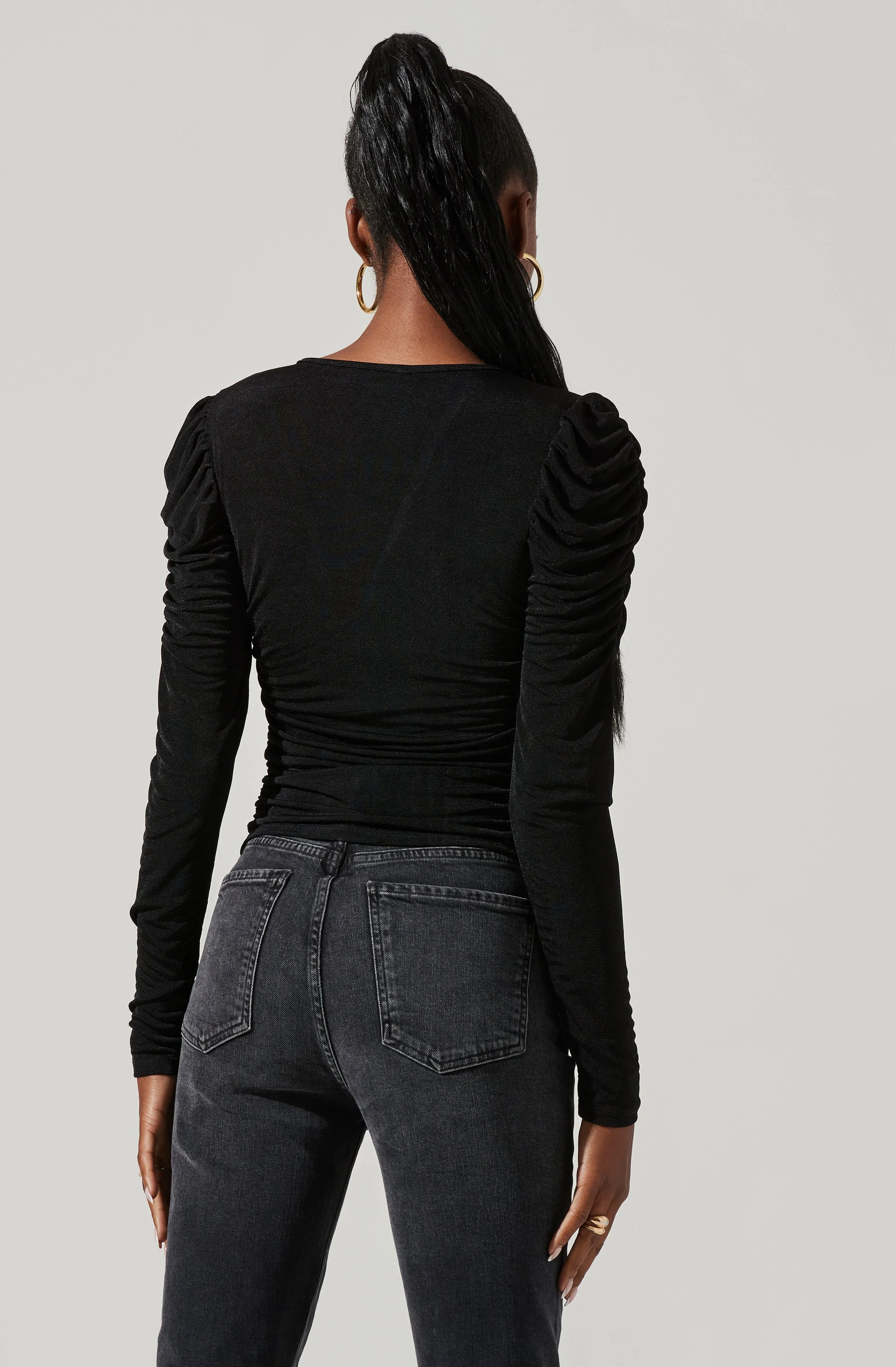 Ruched Front Long Sleeve Top