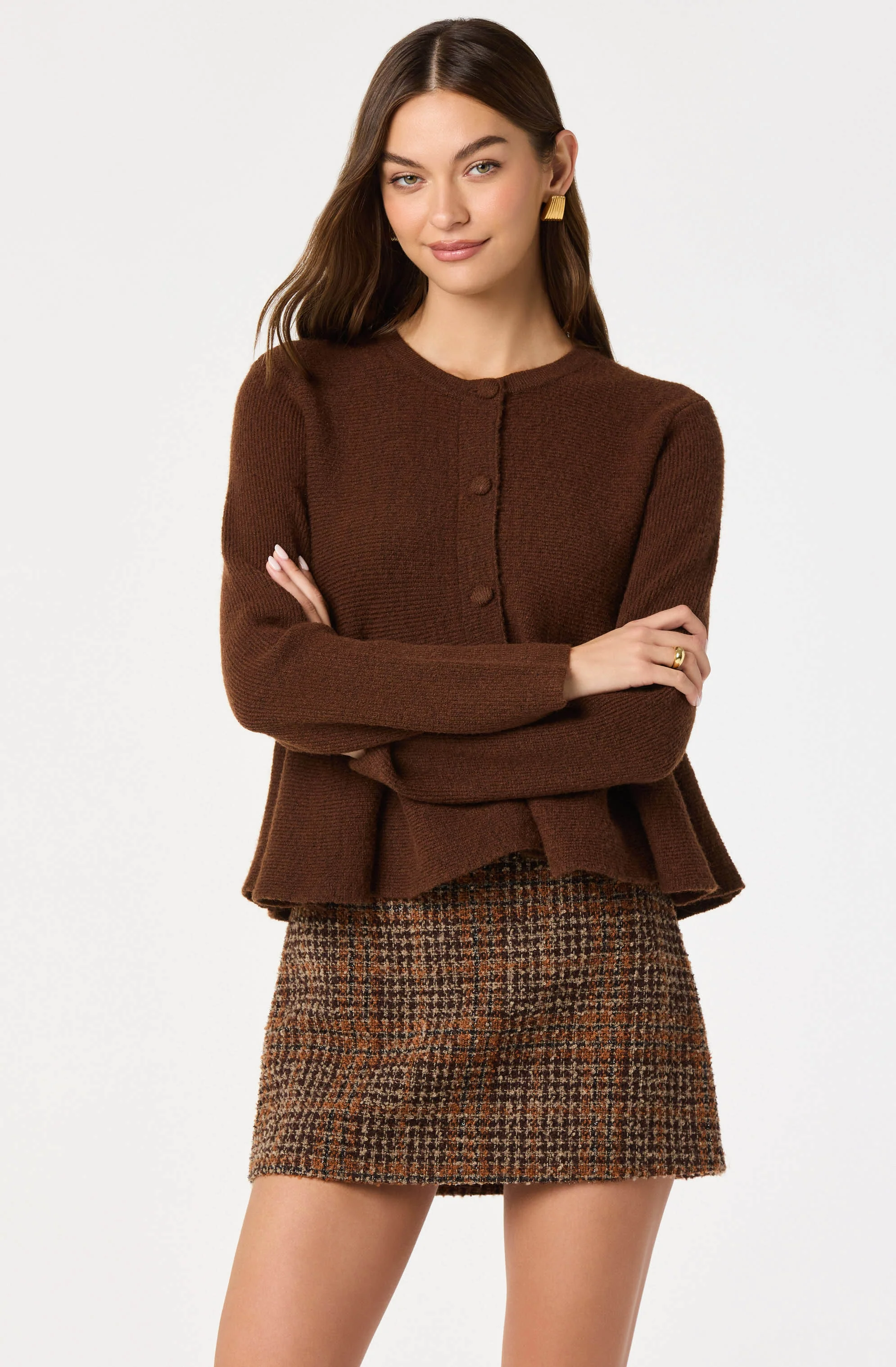 Swing Hem Peplum Cardigan