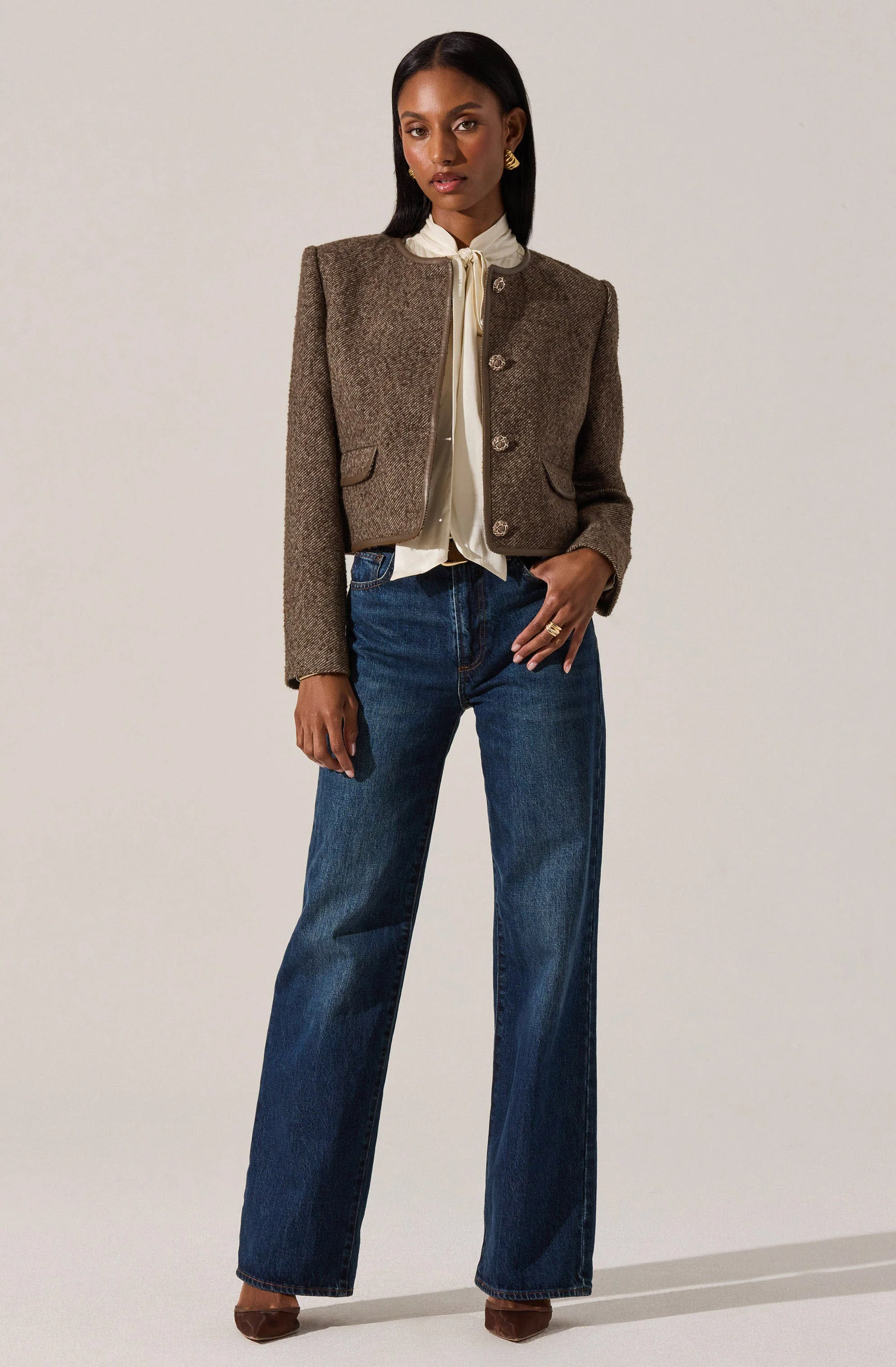 Chiara Faux Leather Trim Jacket