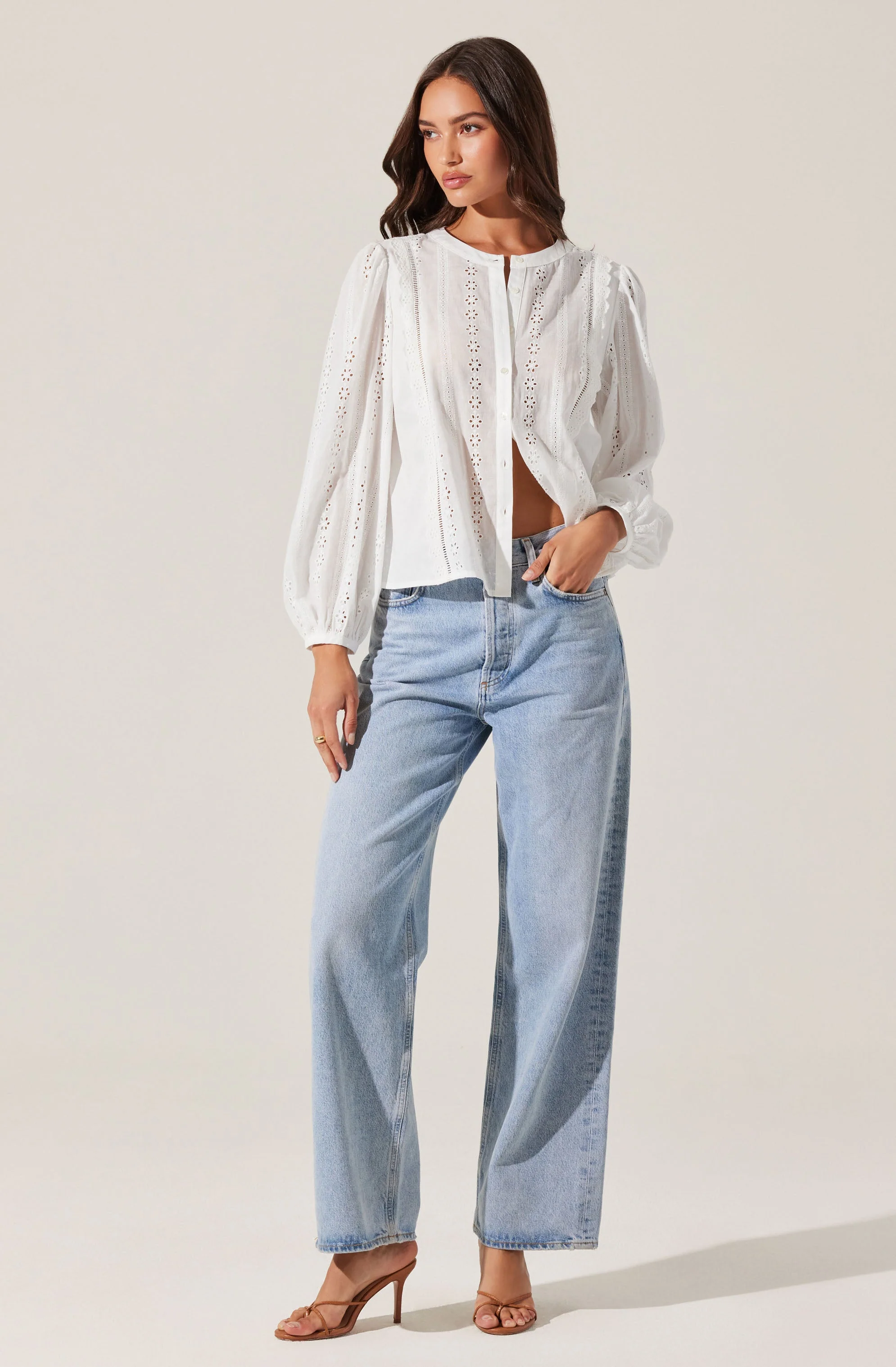 Aneska Broderie Button Up Top