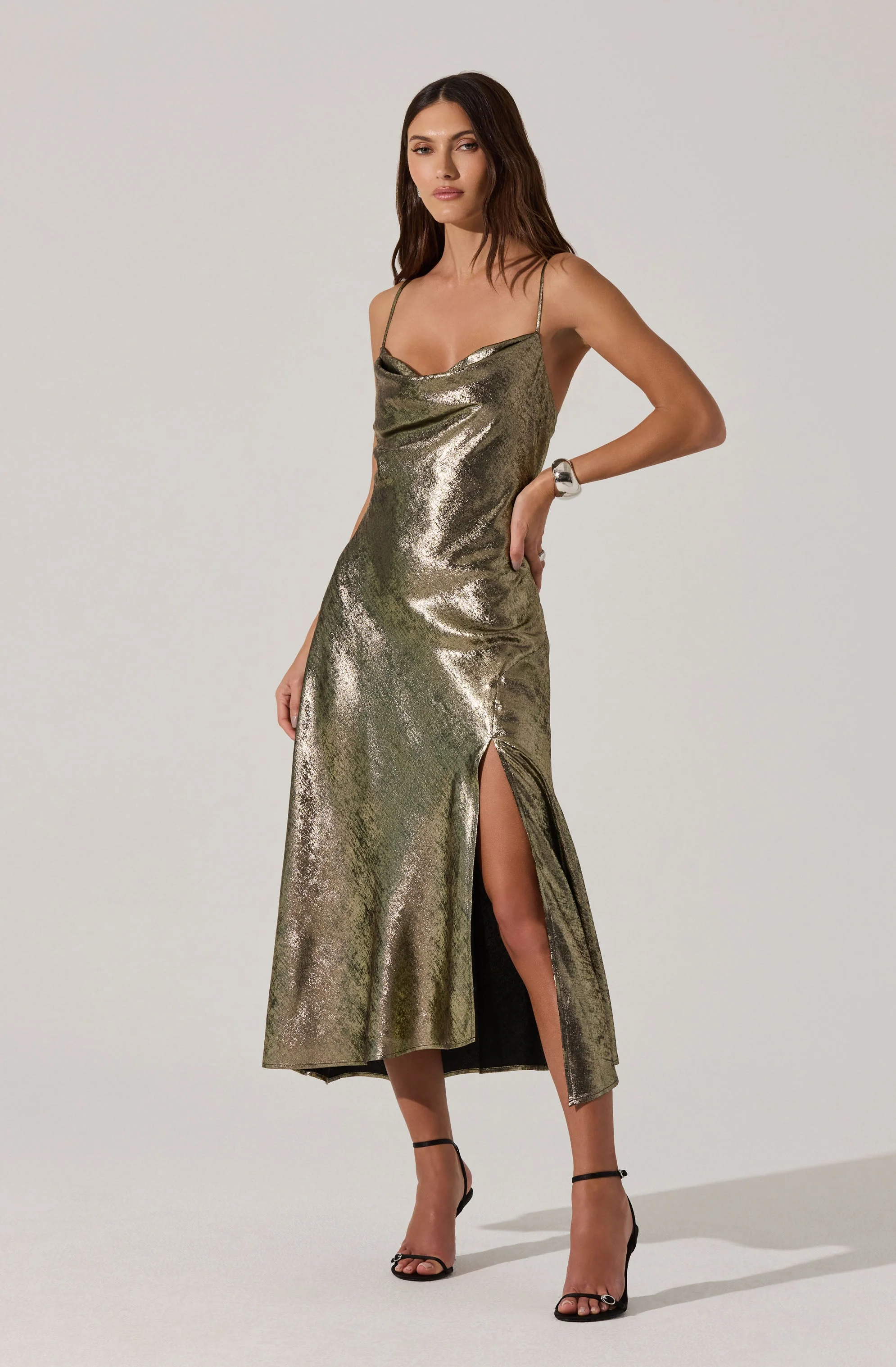 Gaia Metallic Midi Dress
