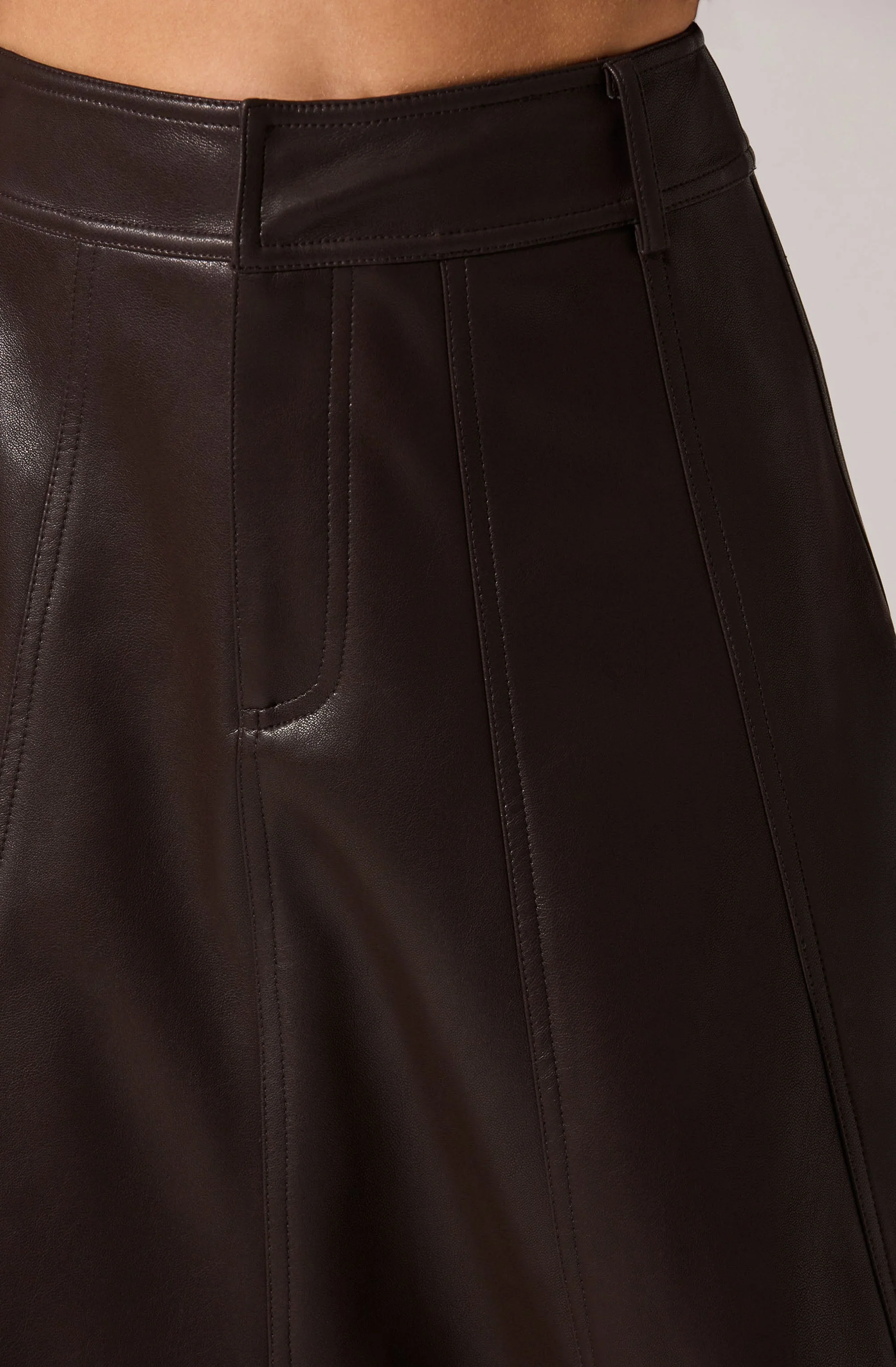Zhuri Faxu Leather Midi Skirt