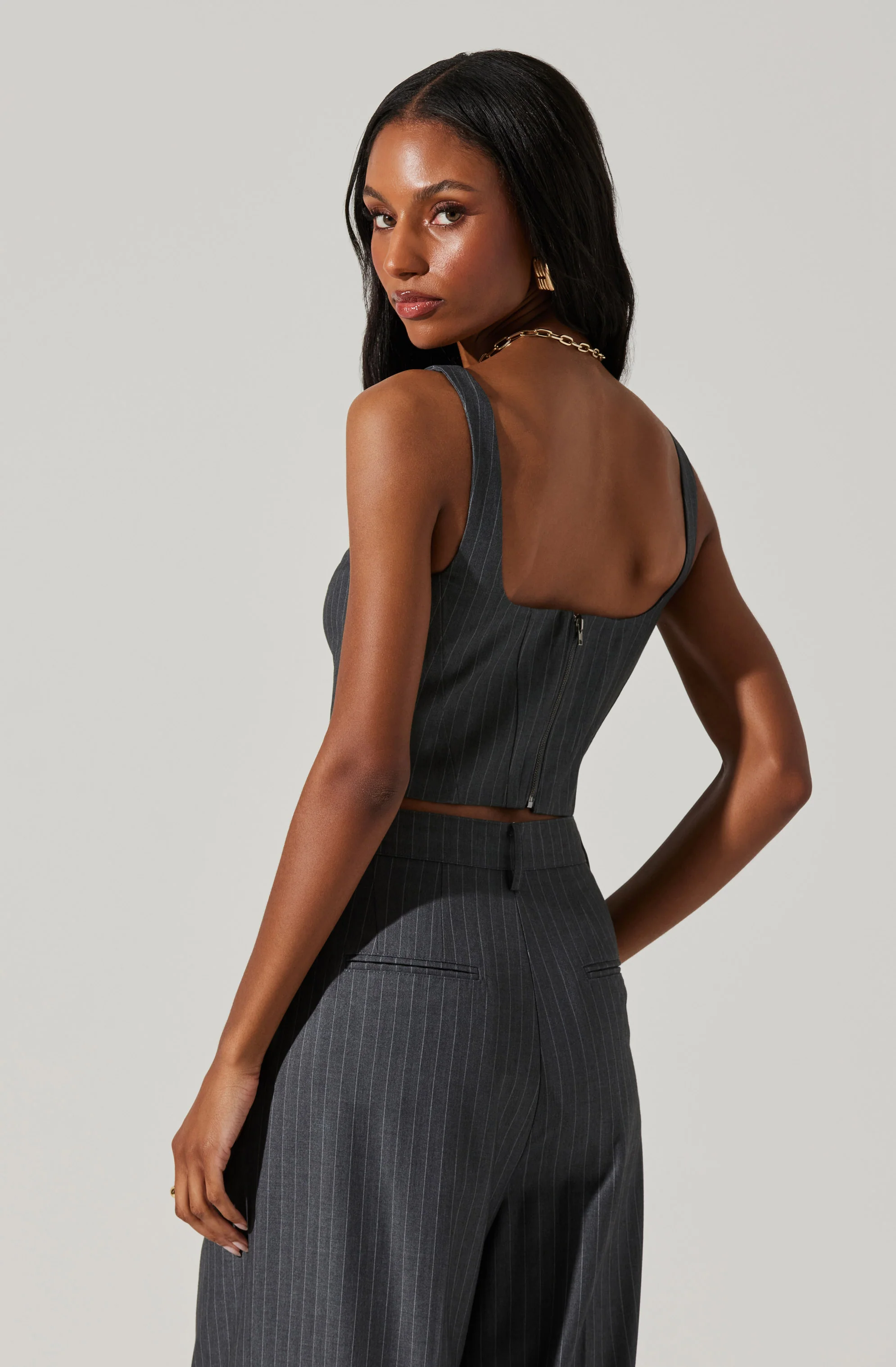 Nivia Pinstripe Corset Top