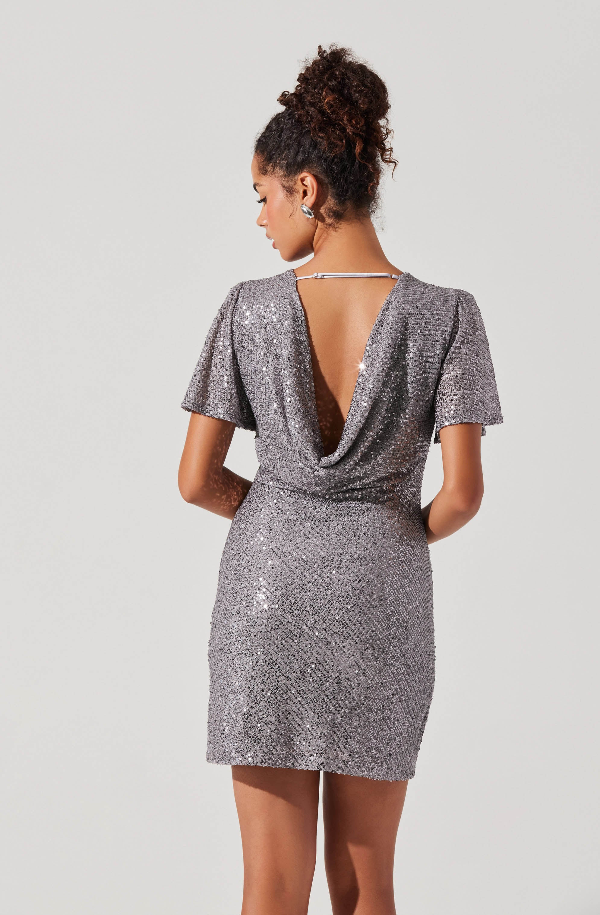 Sequin Flutter Sleeve Mini Dress