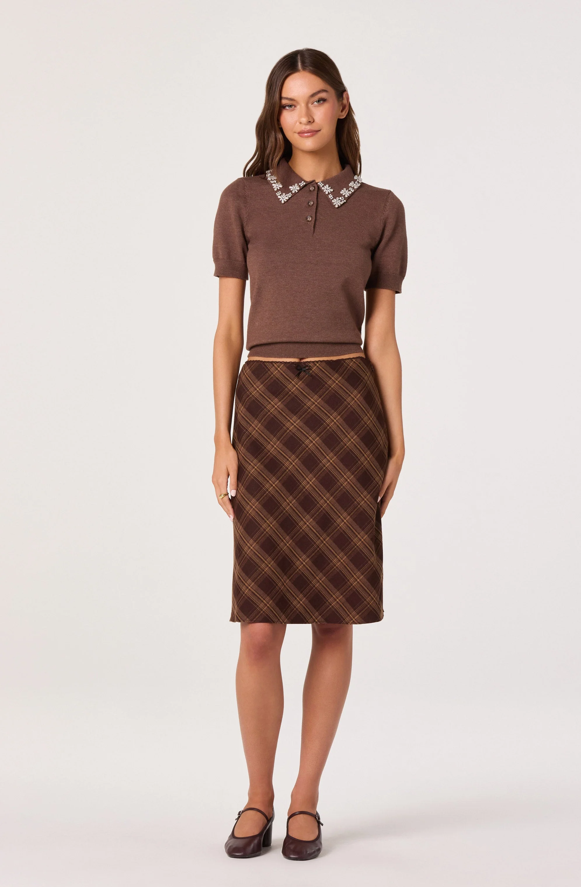 Plaid A-line Slip Skirt