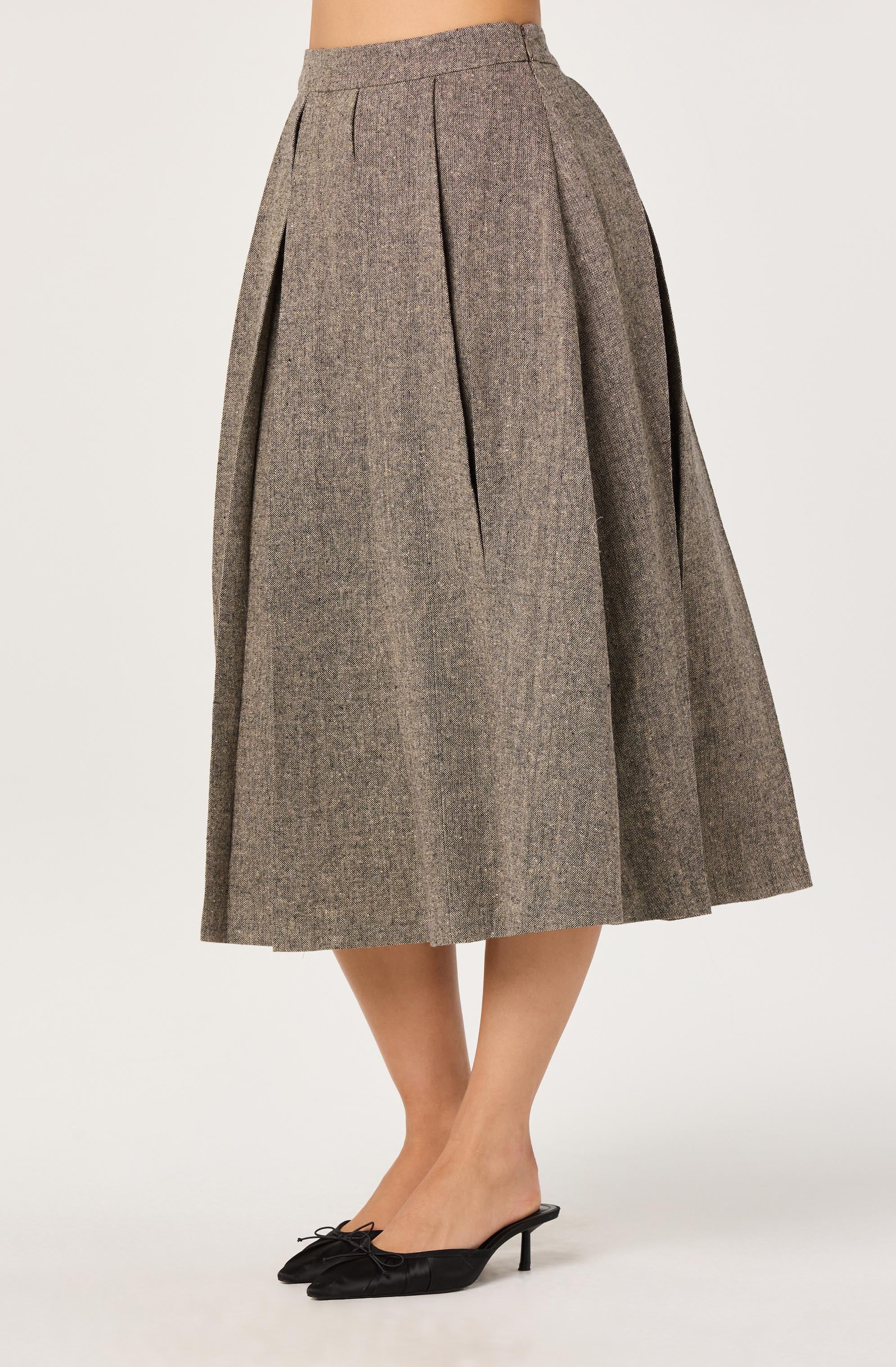 Wide Pleat Midi Skirt