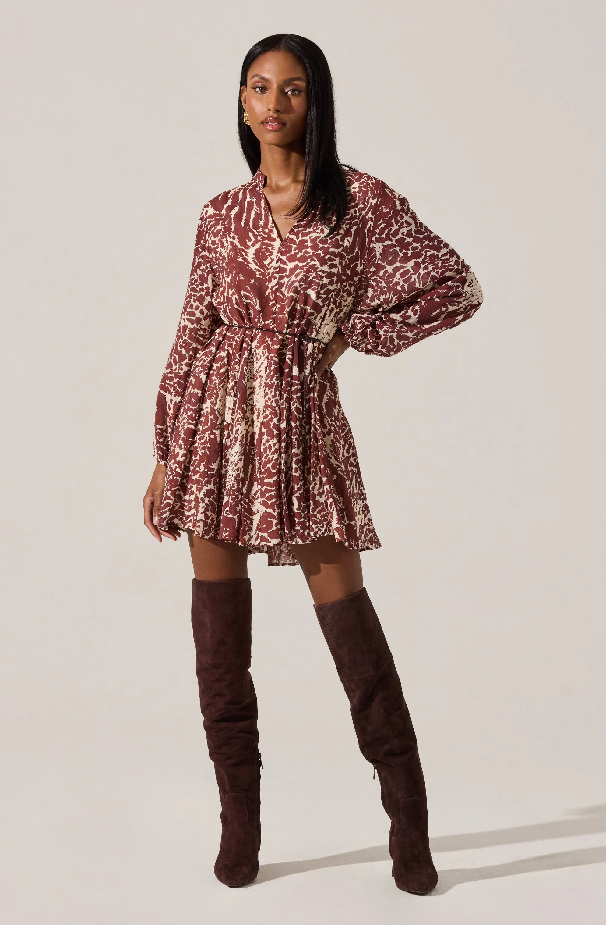 Marisela Belted V-Neck Mini Dress