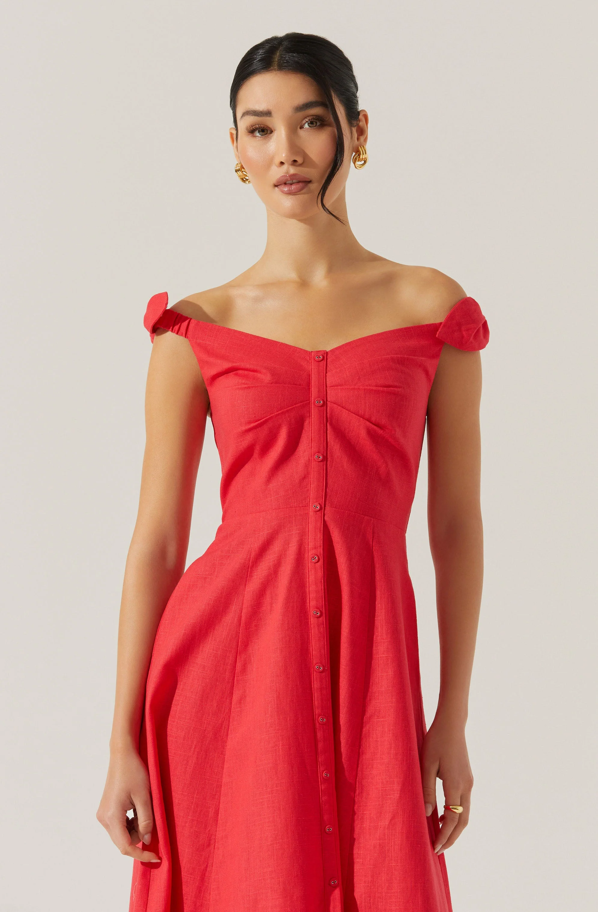 Charelin Linen Off Shoulder Dress