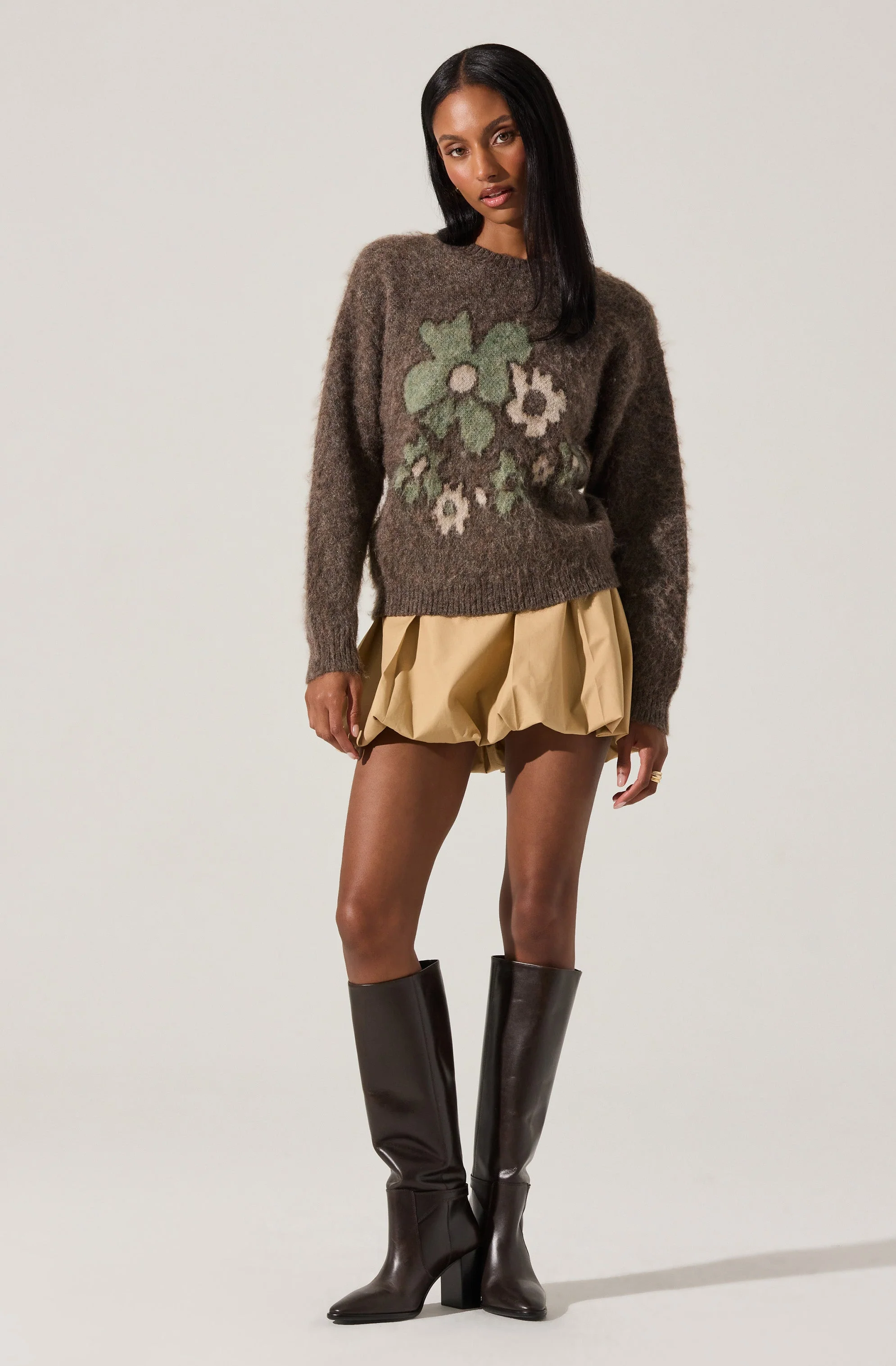 Conetta Brushed Knit Floral Sweater