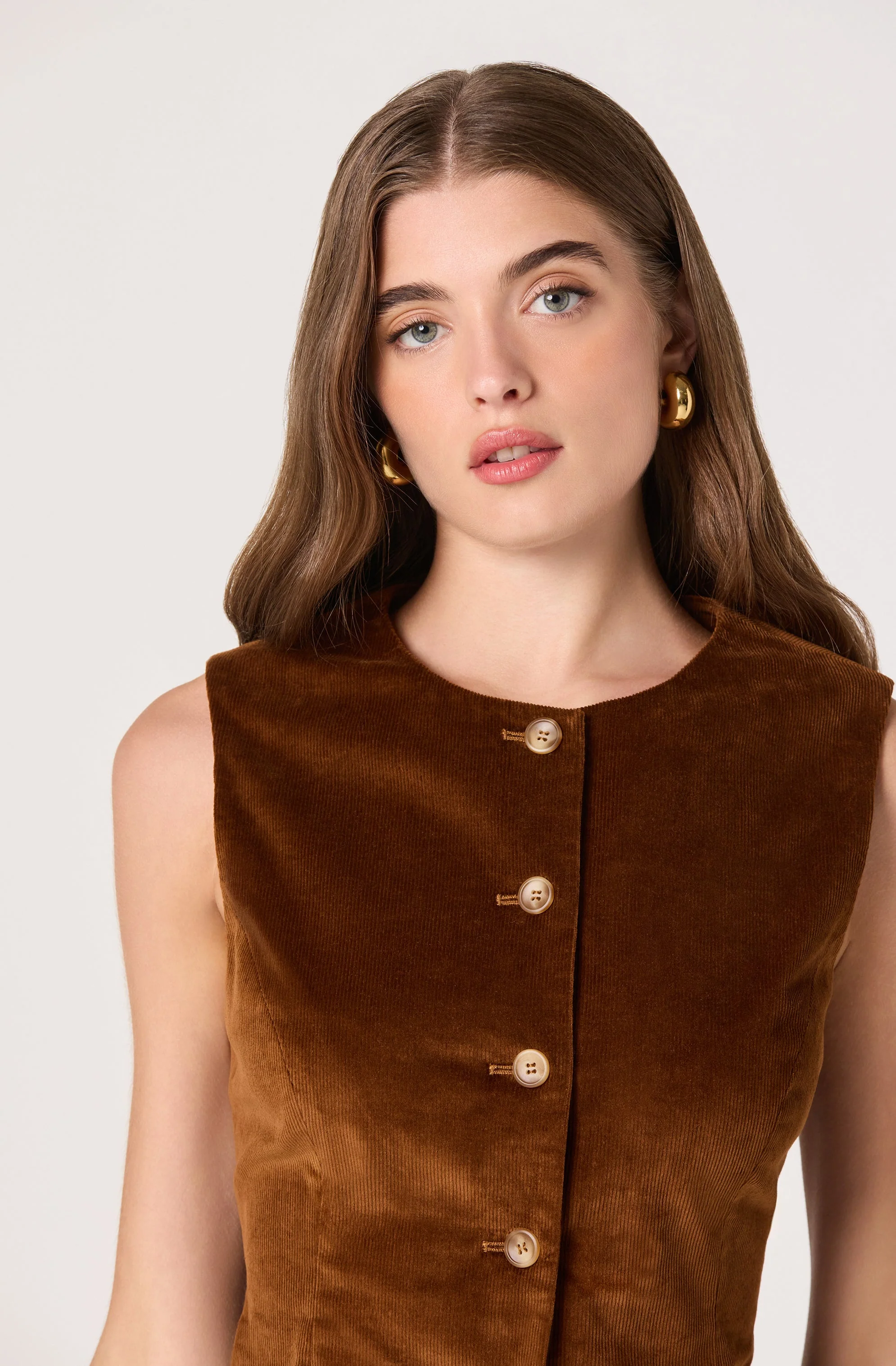 Corduroy Button Front Vest