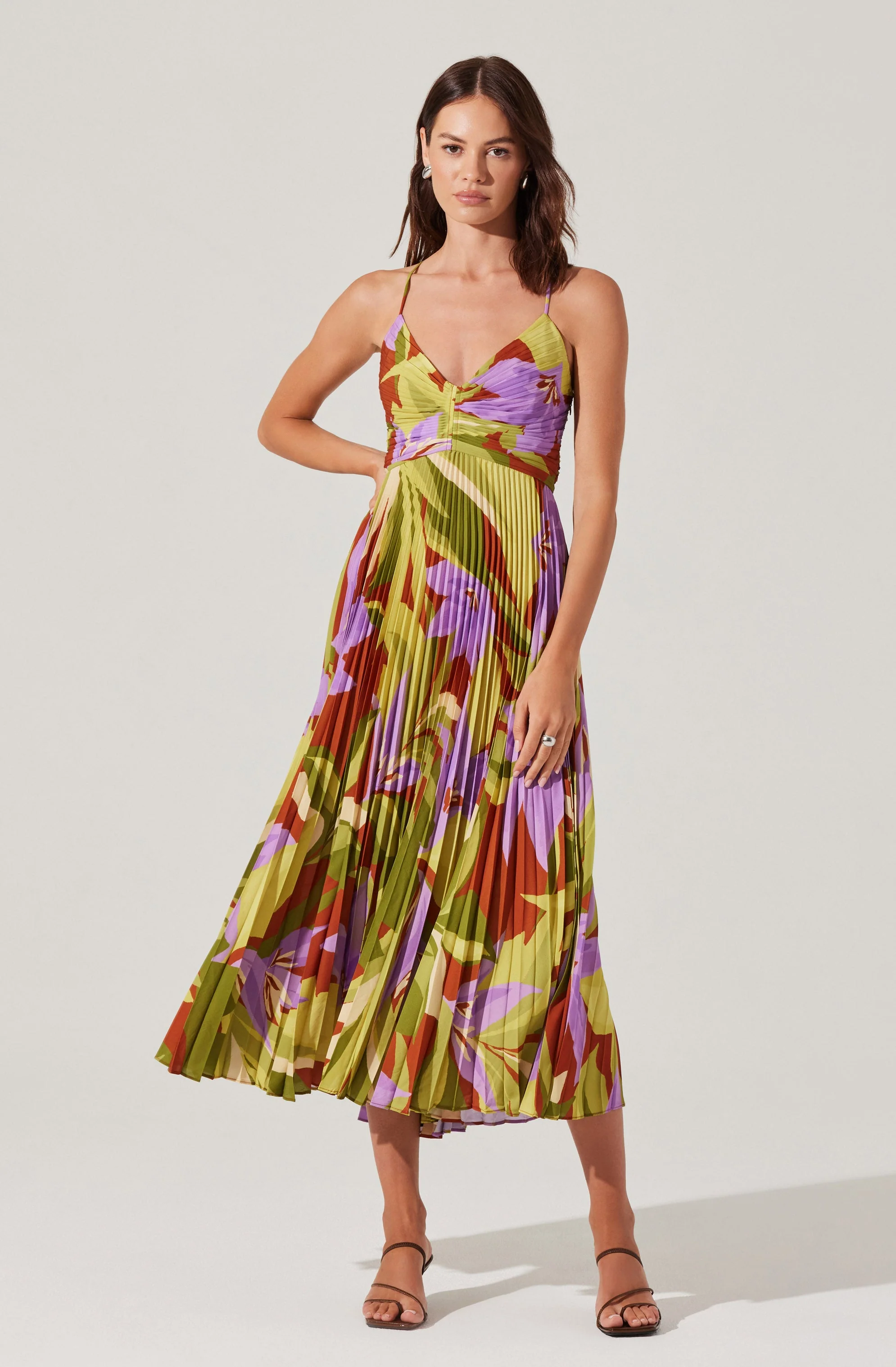 Blythe Floral Plisse Midi Dress