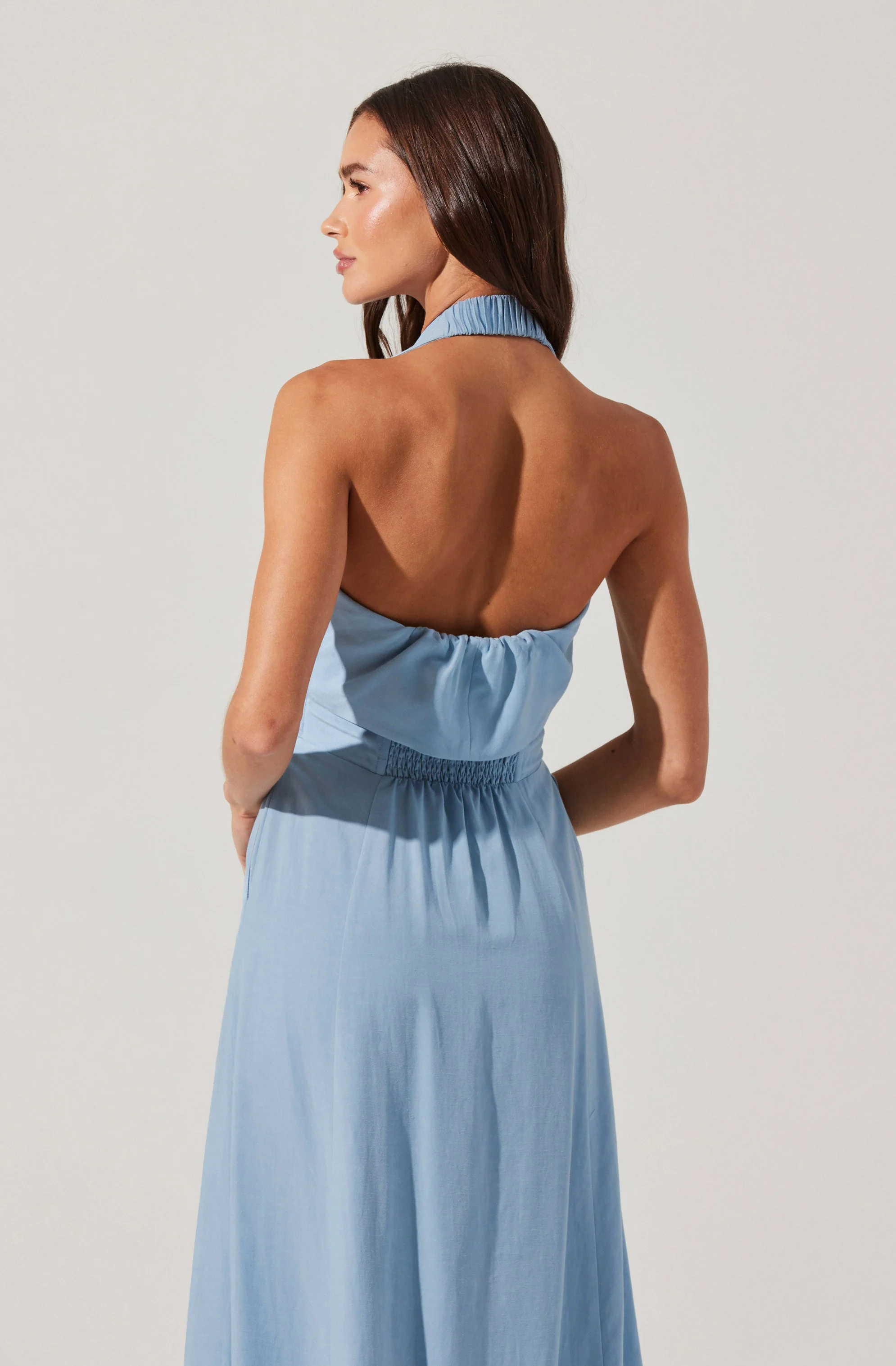Katherine Linen-Blend Halter Dress