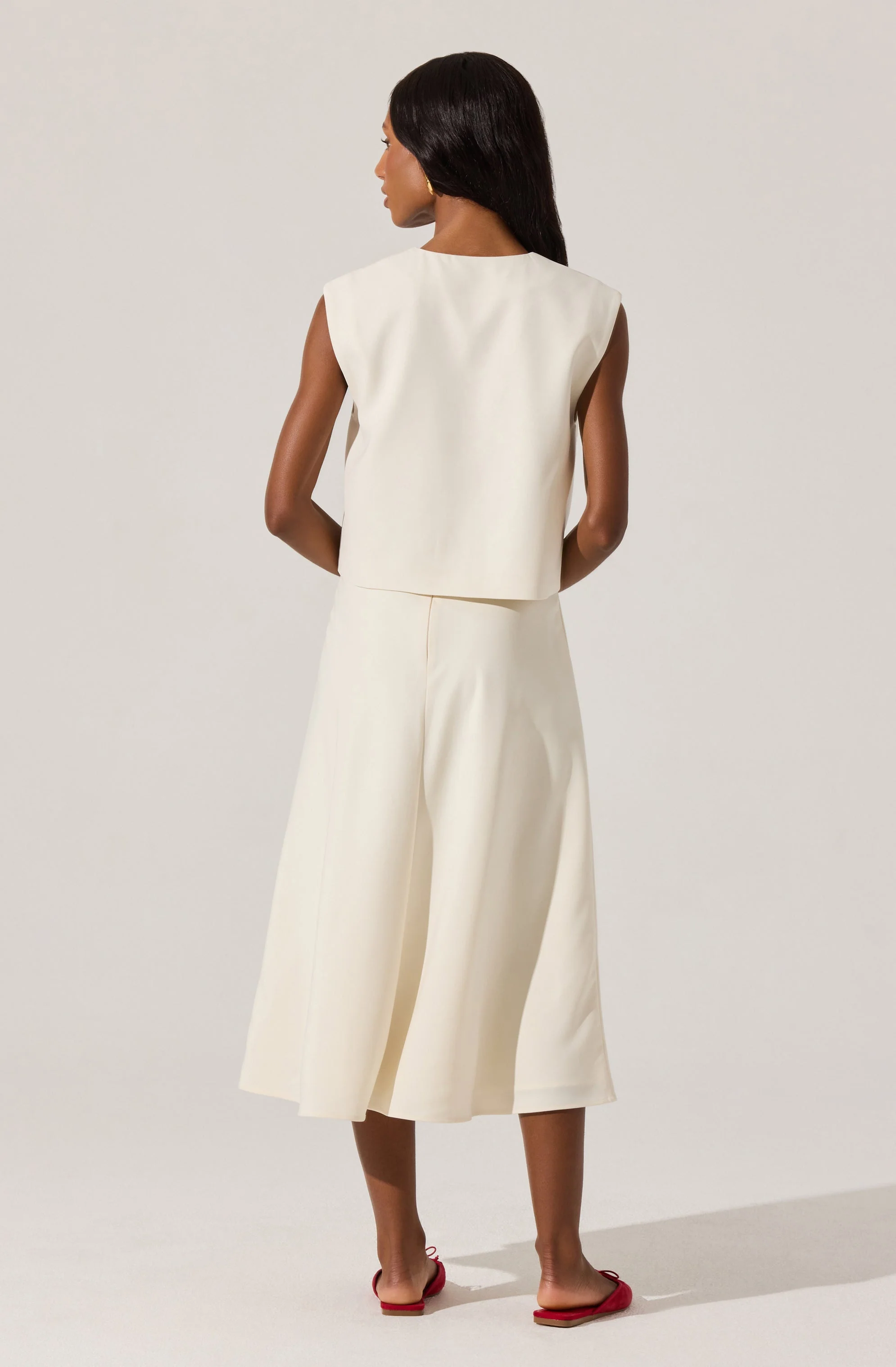 Woven A-Line Midi Skirt