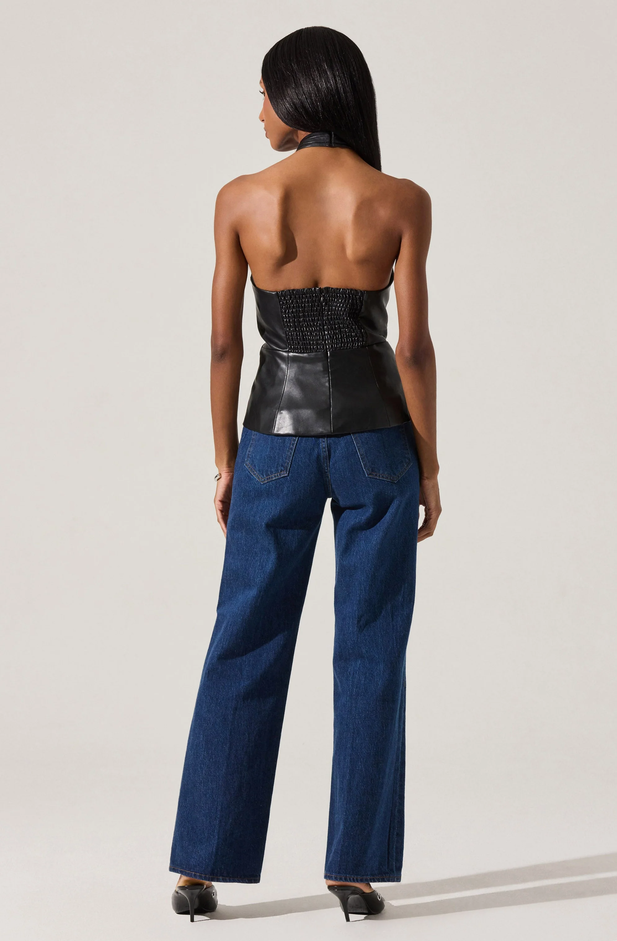 Yaritza Faux Leather Crossover Top