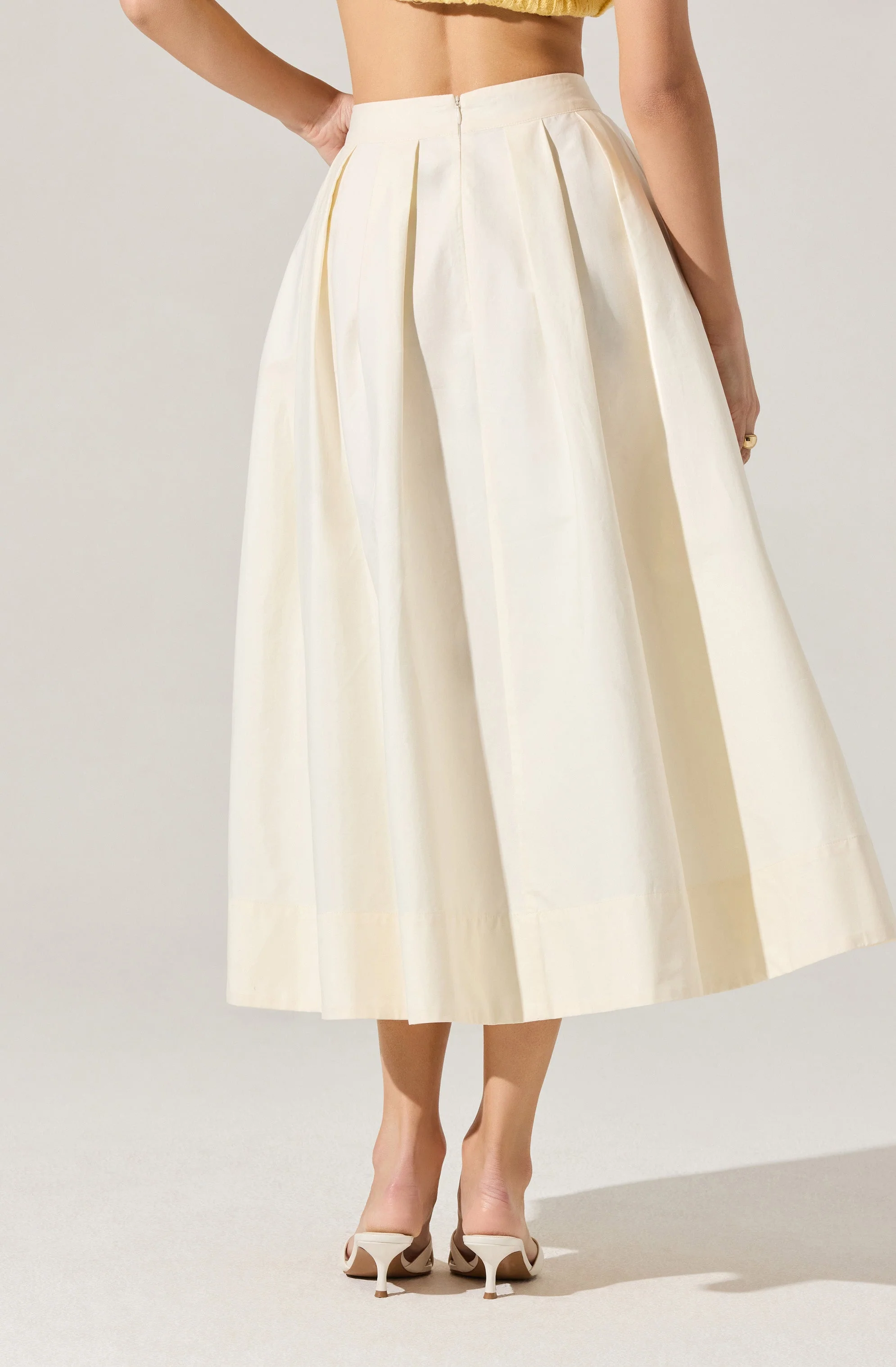 Full Flared Poplin Midi Skirt