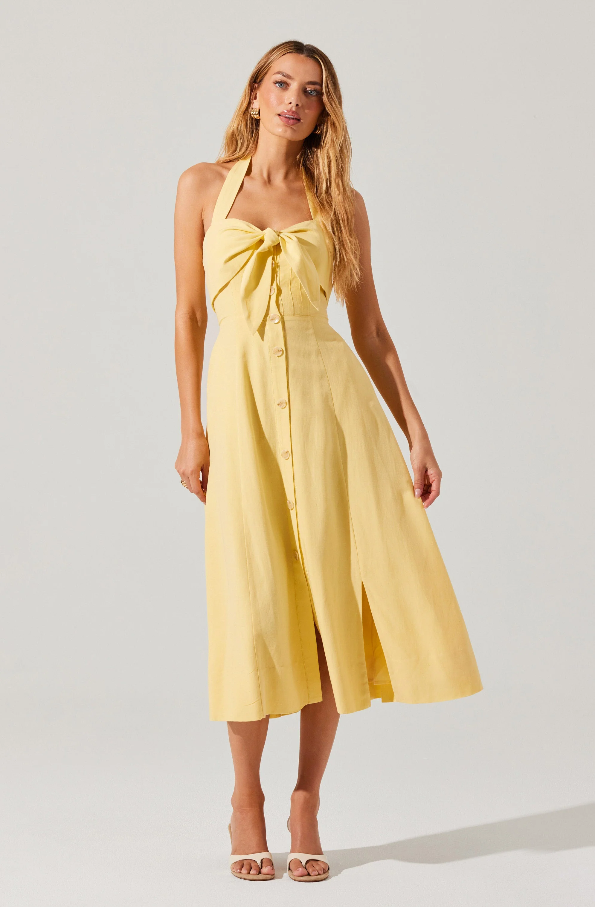 Katherine Linen-Blend Halter Dress