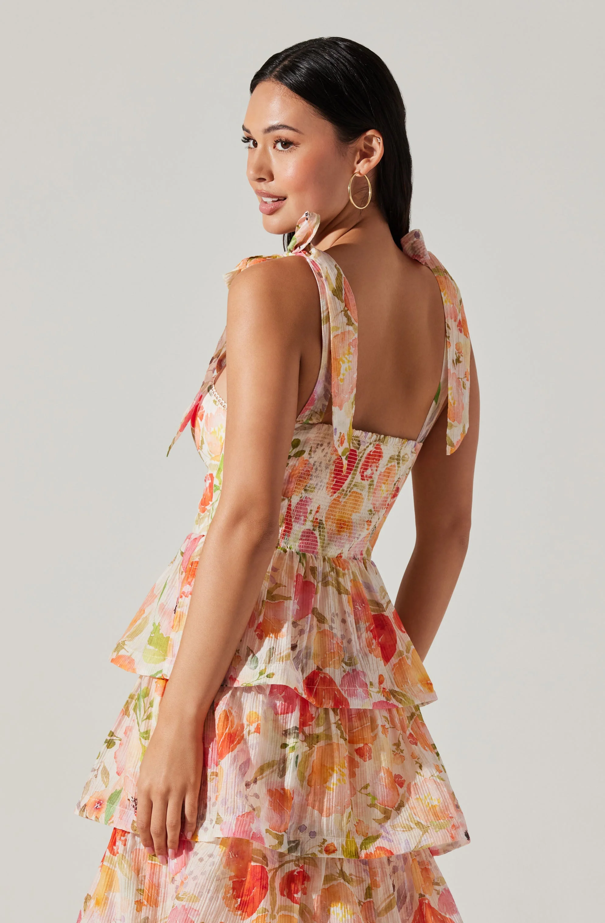 Zirconia Floral Tiered Maxi Dress