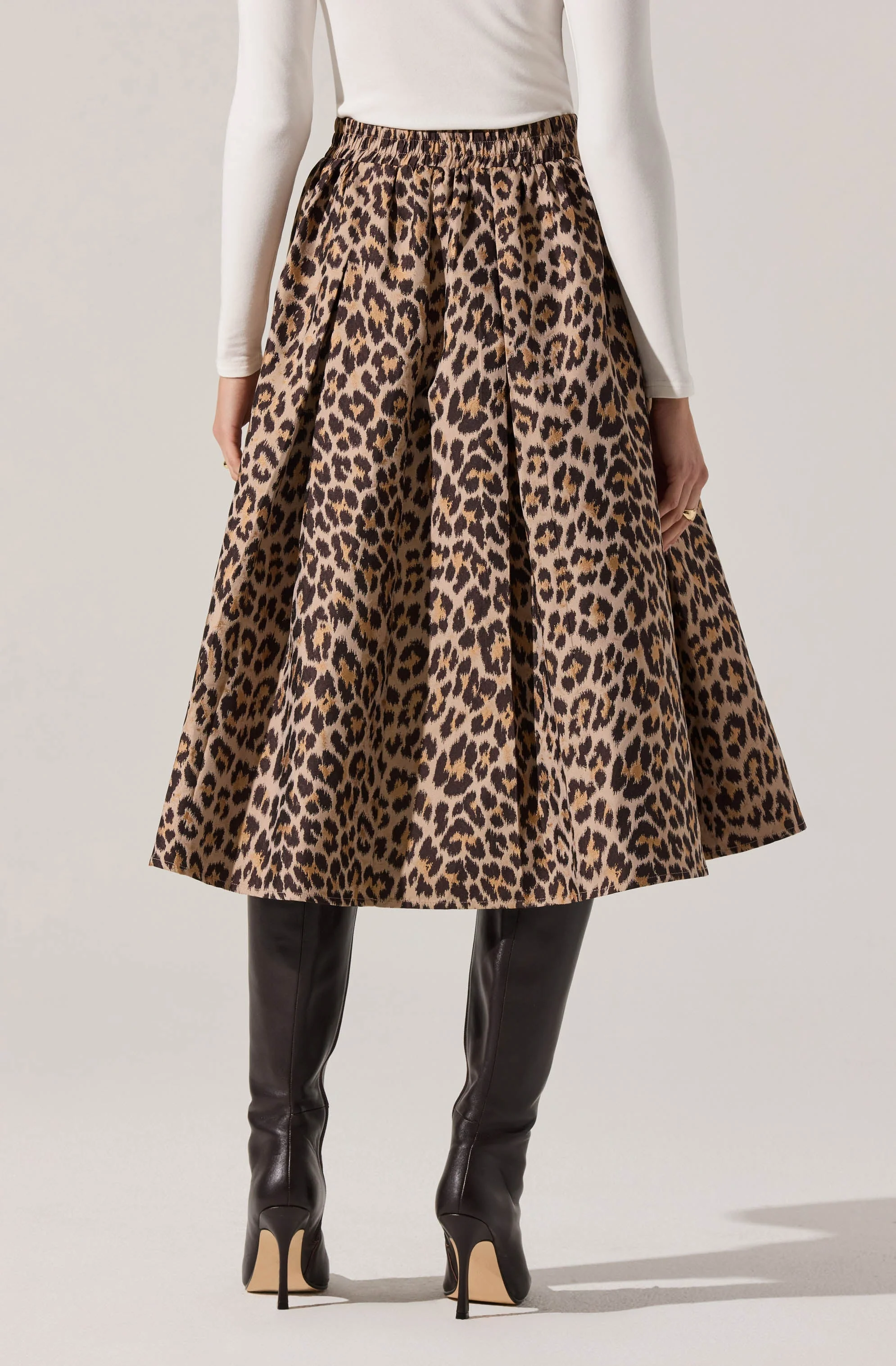 Andolina Pleated Leopard Midi Skirt