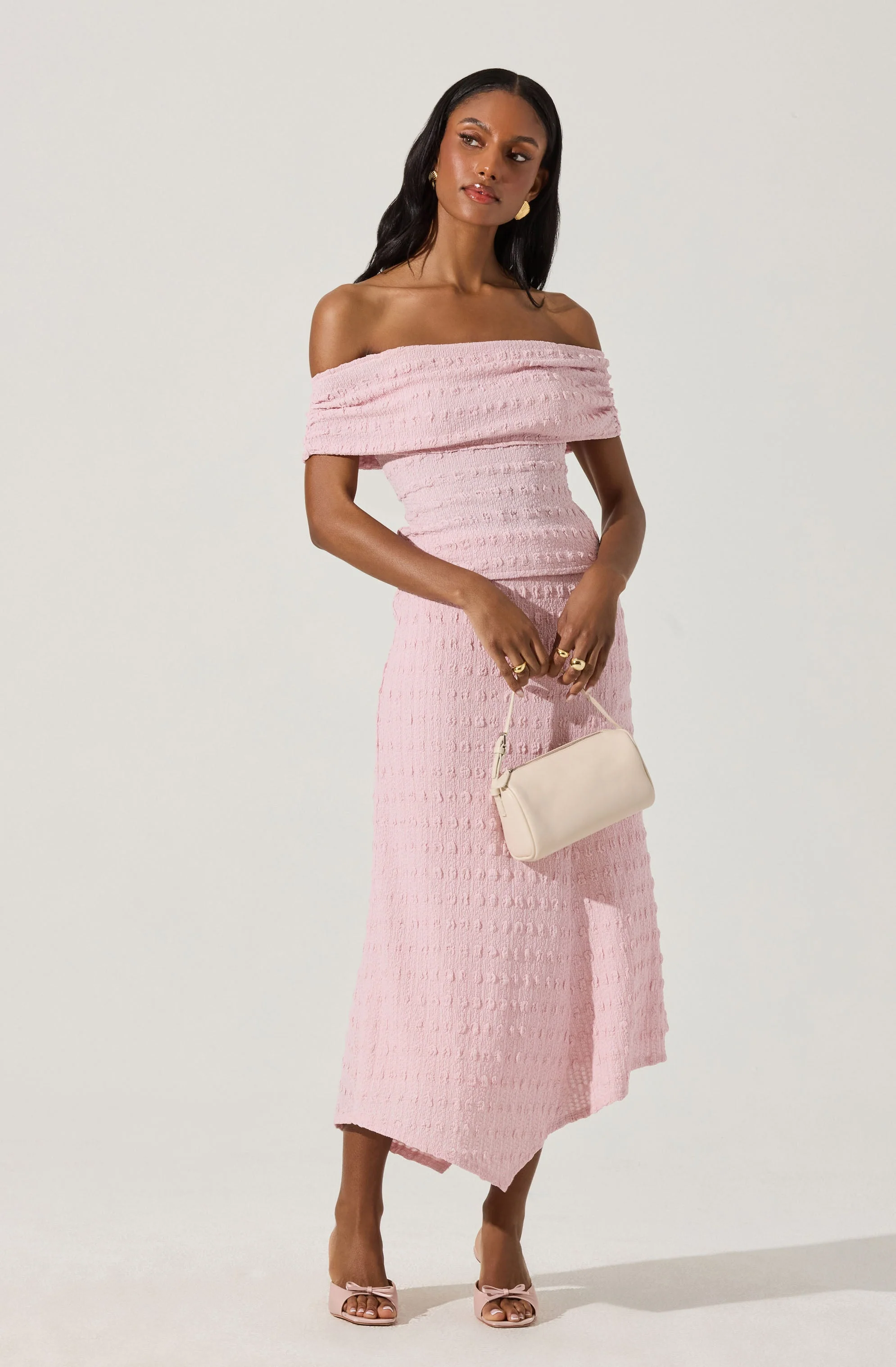 Off Shoulder Textured Knit Top