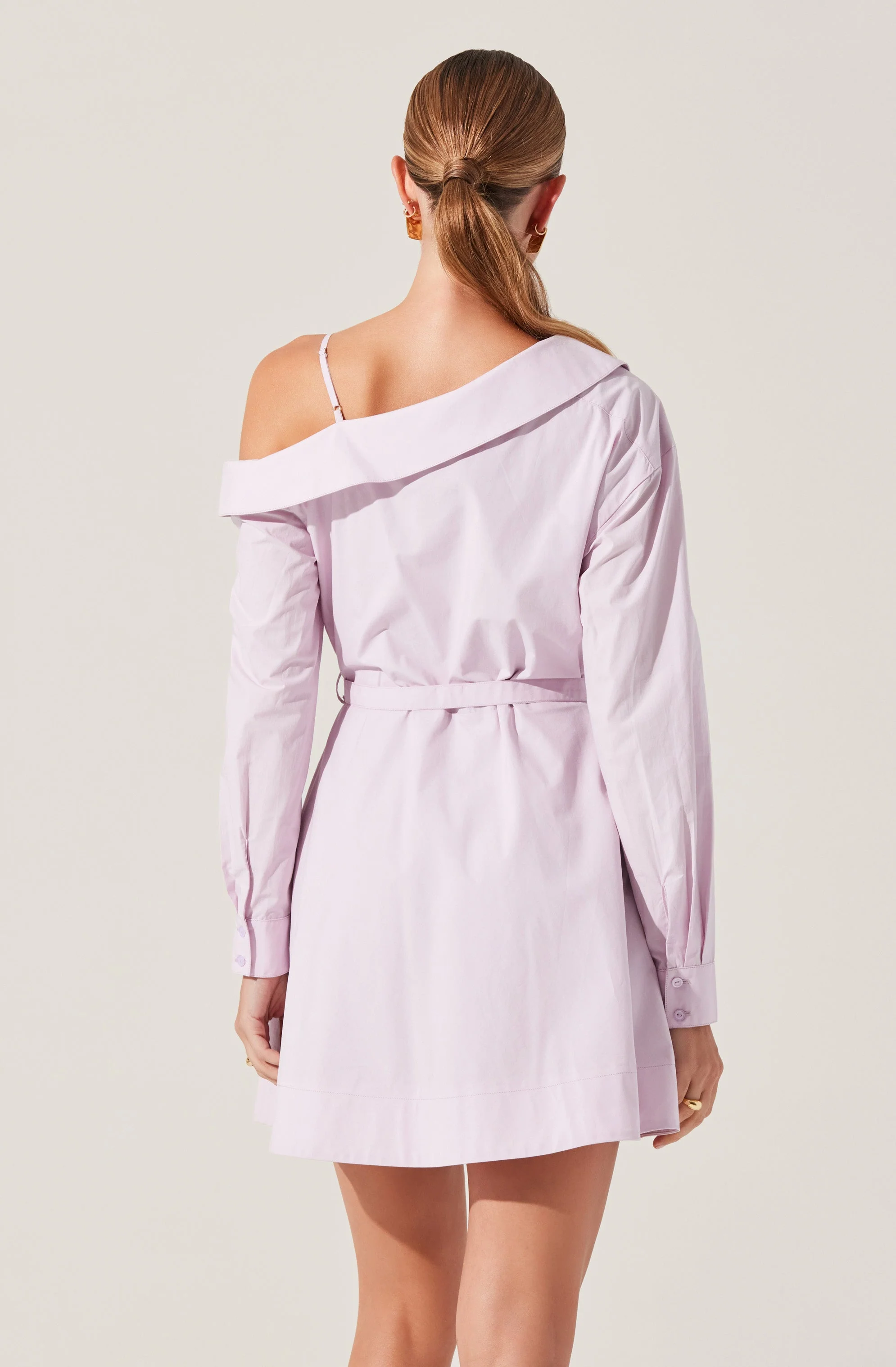 Aveni Off Shoulder Mini Shirt Dress