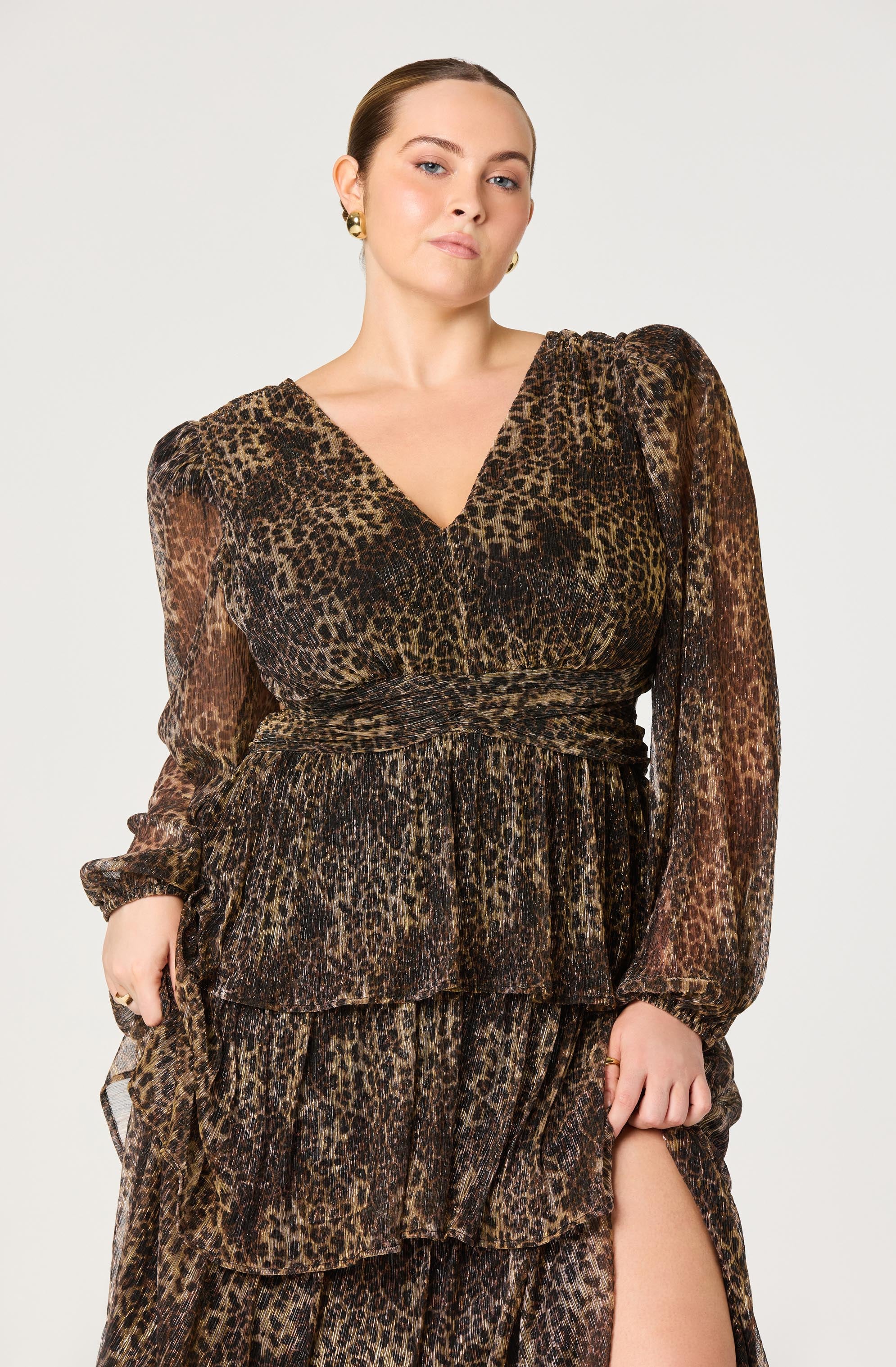 Anora Leopard Tiered Maxi Dress
