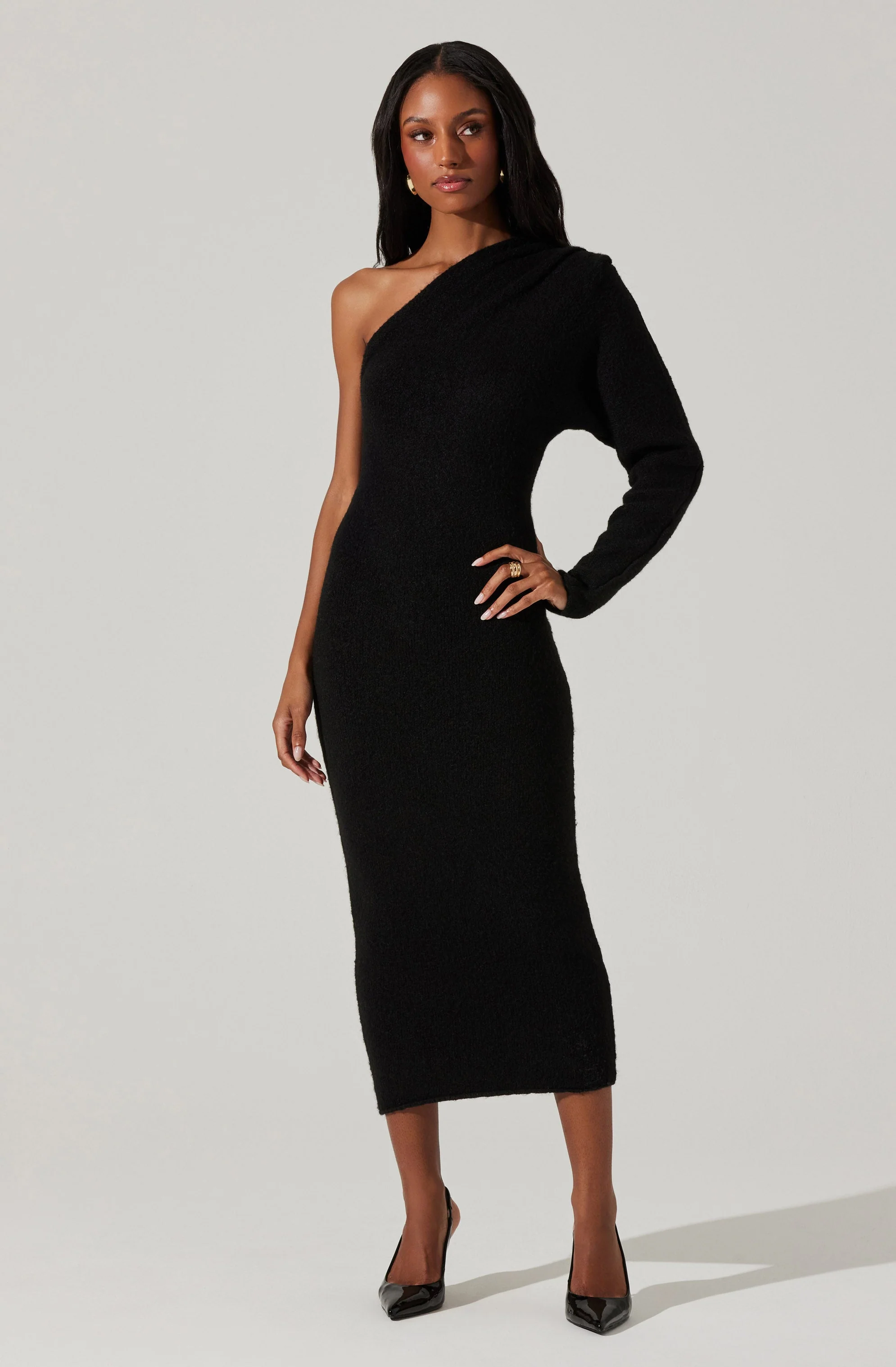 Finola One Shoulder Sweater Dress